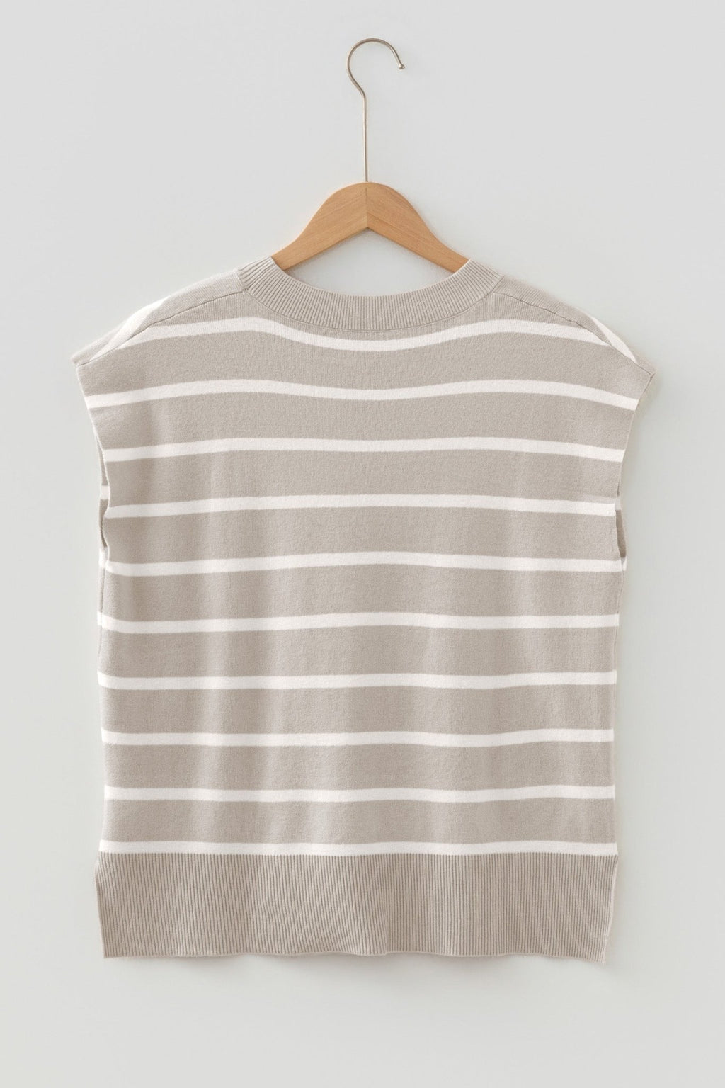 Stripe Side Slit Short Sleeve Sweater Tee - Rooted & Reckless Co.