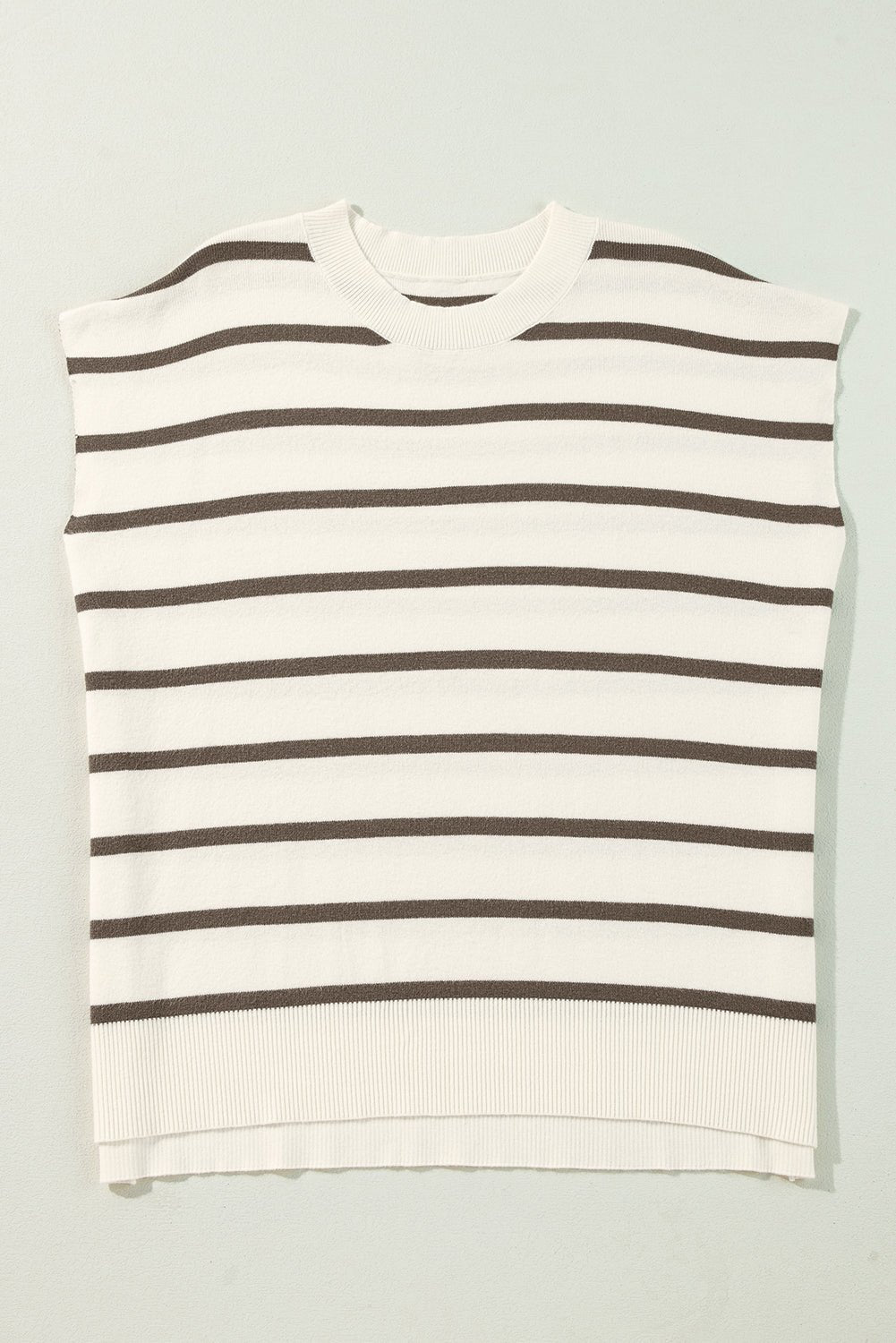 Stripe Side Slit Short Sleeve Sweater Tee - Rooted & Reckless Co.