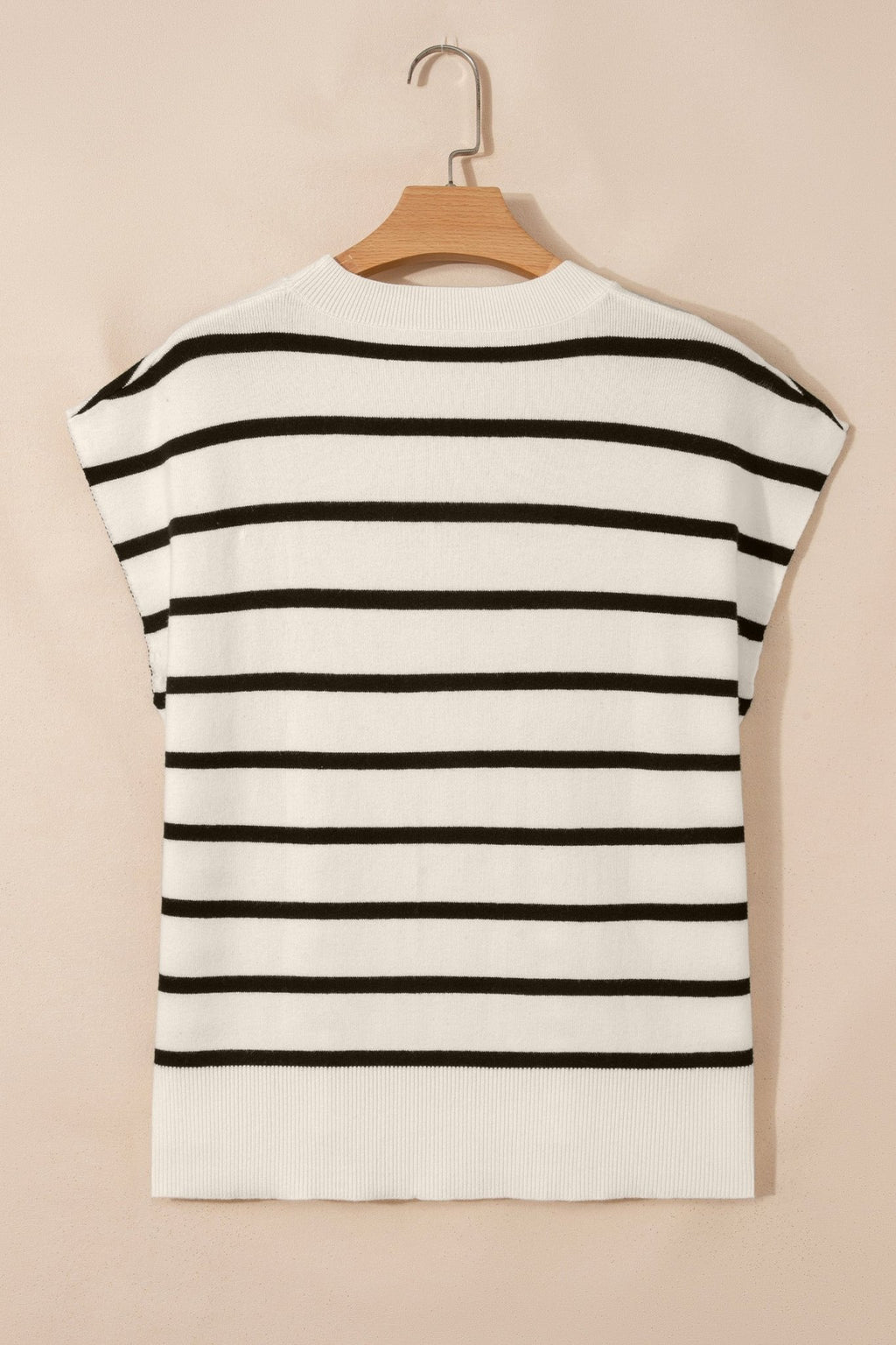 Stripe Side Slit Short Sleeve Sweater Tee - Rooted & Reckless Co.