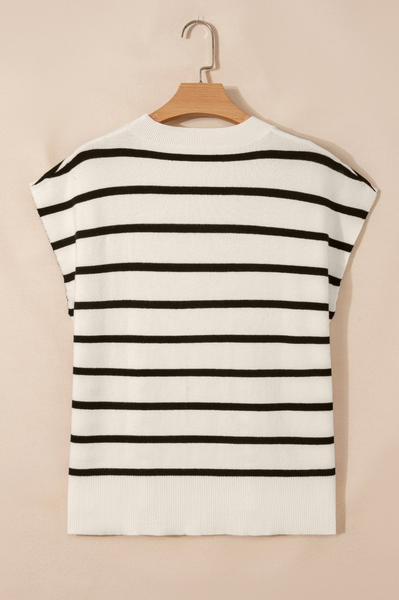 Stripe Side Slit Short Sleeve Sweater Tee - Rooted & Reckless Co.