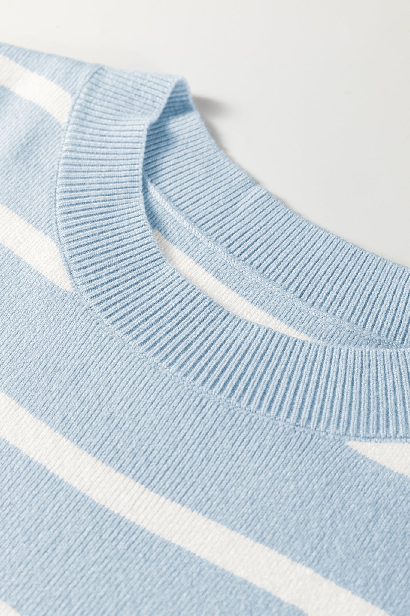 Stripe Side Slit Short Sleeve Sweater Tee - Rooted & Reckless Co.
