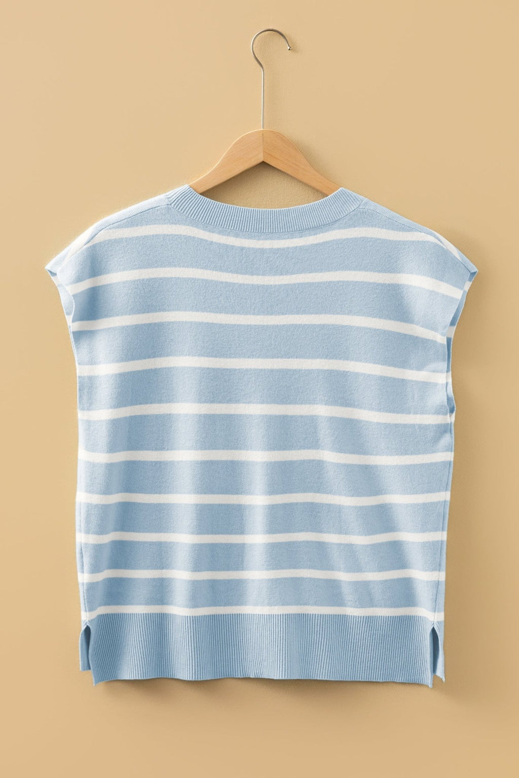 Stripe Side Slit Short Sleeve Sweater Tee - Rooted & Reckless Co.