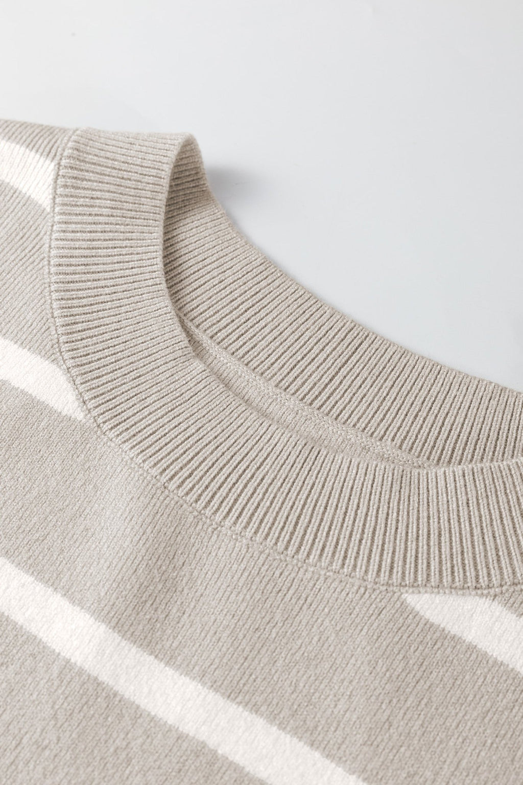 Stripe Side Slit Short Sleeve Sweater Tee - Rooted & Reckless Co.