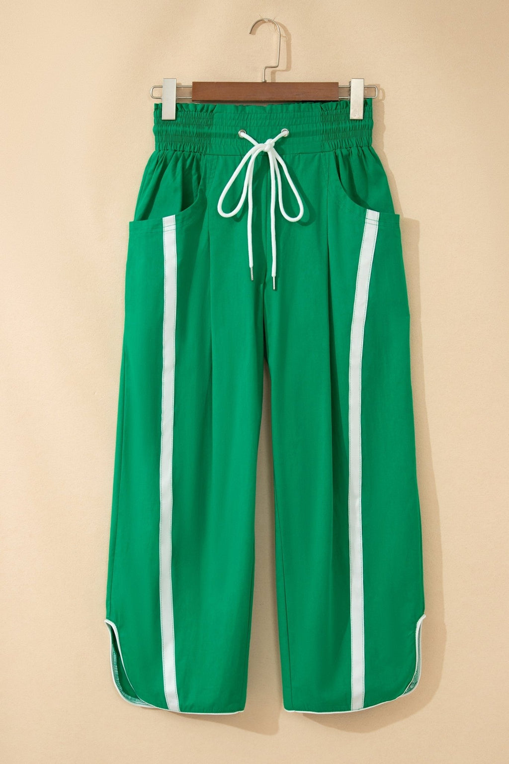 Stripe Smocked Waist Drawstring Cropped Pants - Rooted & Reckless Co.