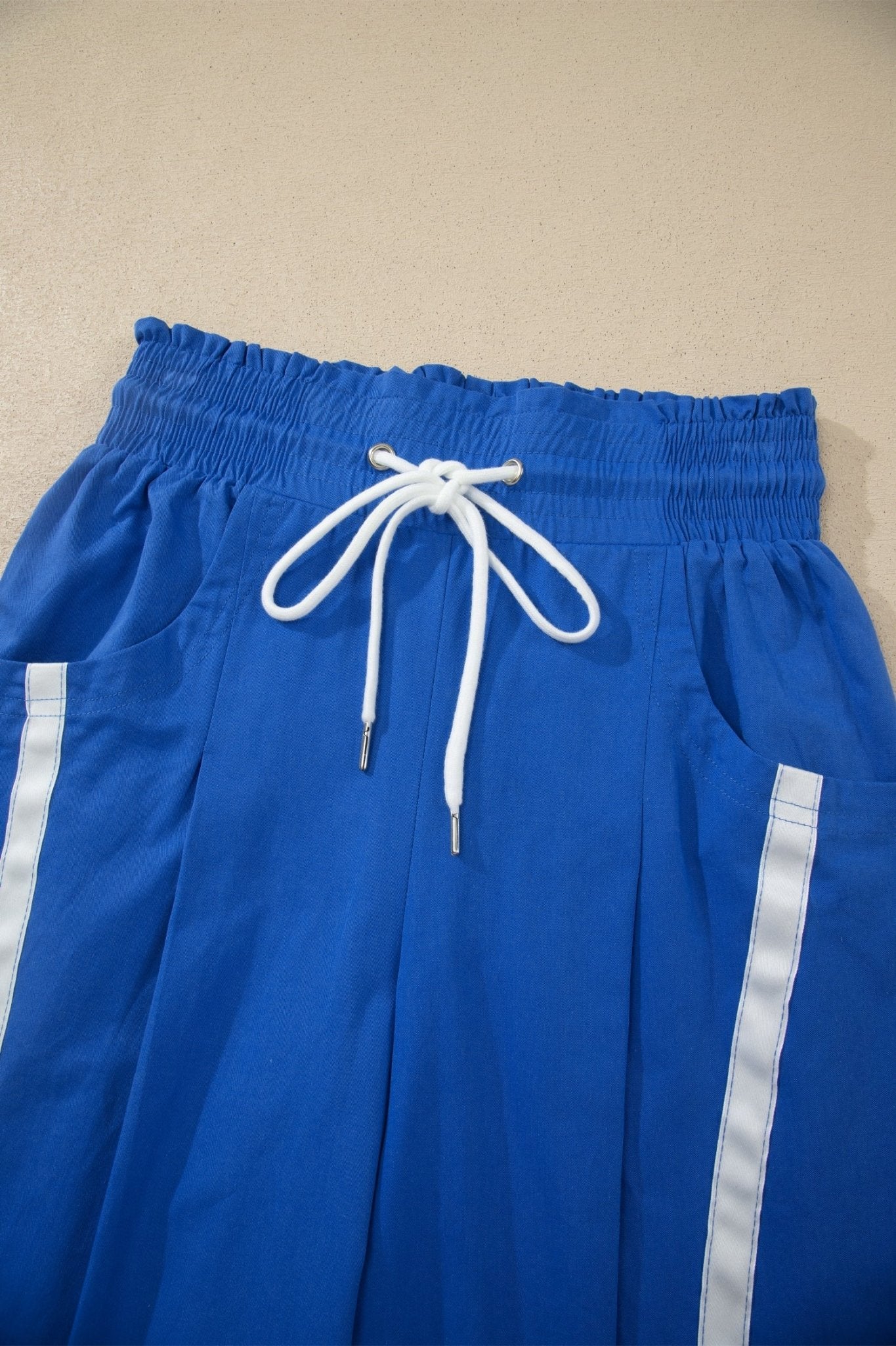 Stripe Smocked Waist Drawstring Cropped Pants - Rooted & Reckless Co.