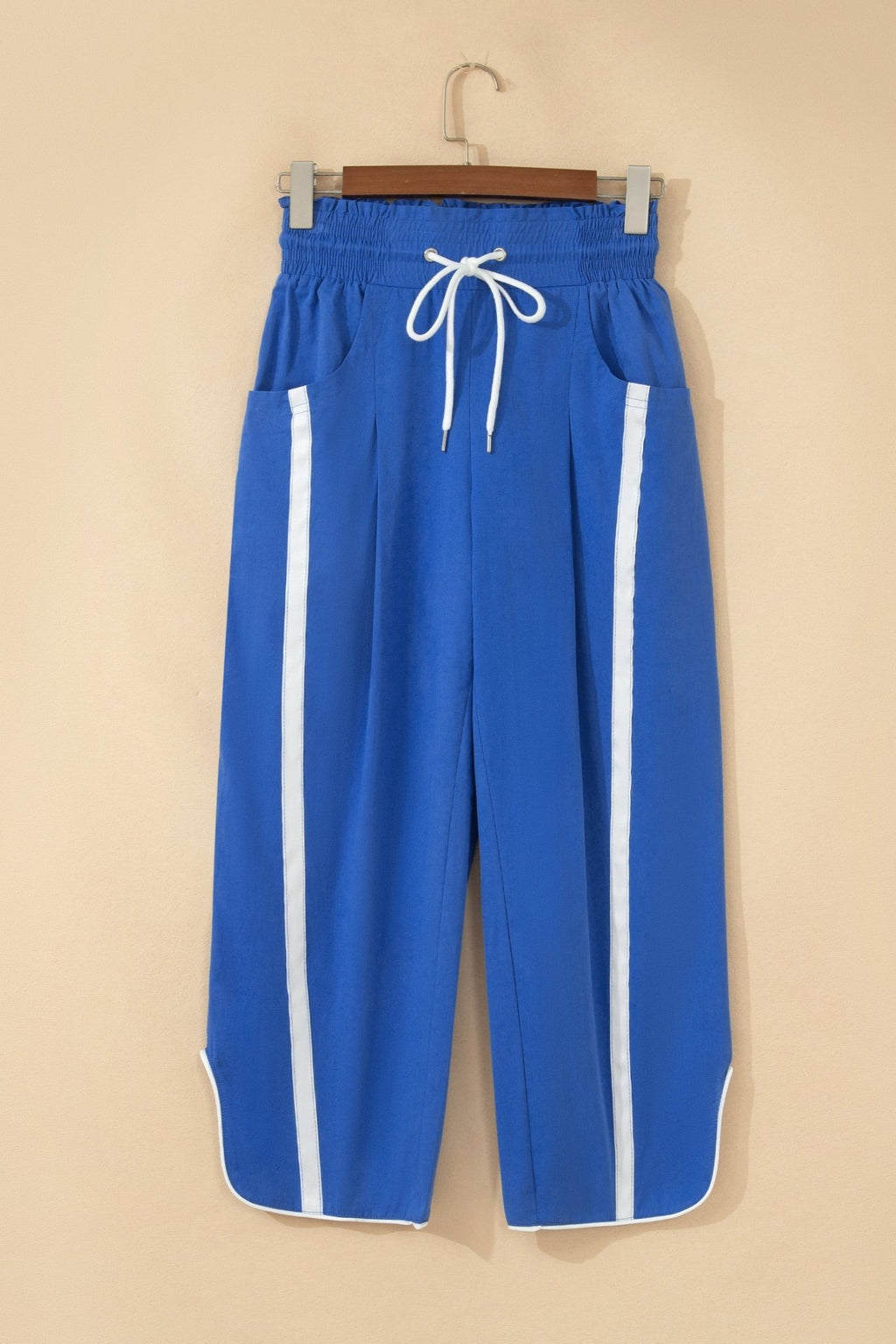 Stripe Smocked Waist Drawstring Cropped Pants - Rooted & Reckless Co.
