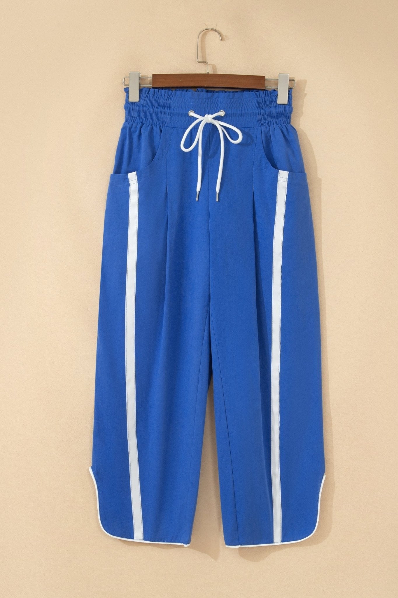 Stripe Smocked Waist Drawstring Cropped Pants - Rooted & Reckless Co.