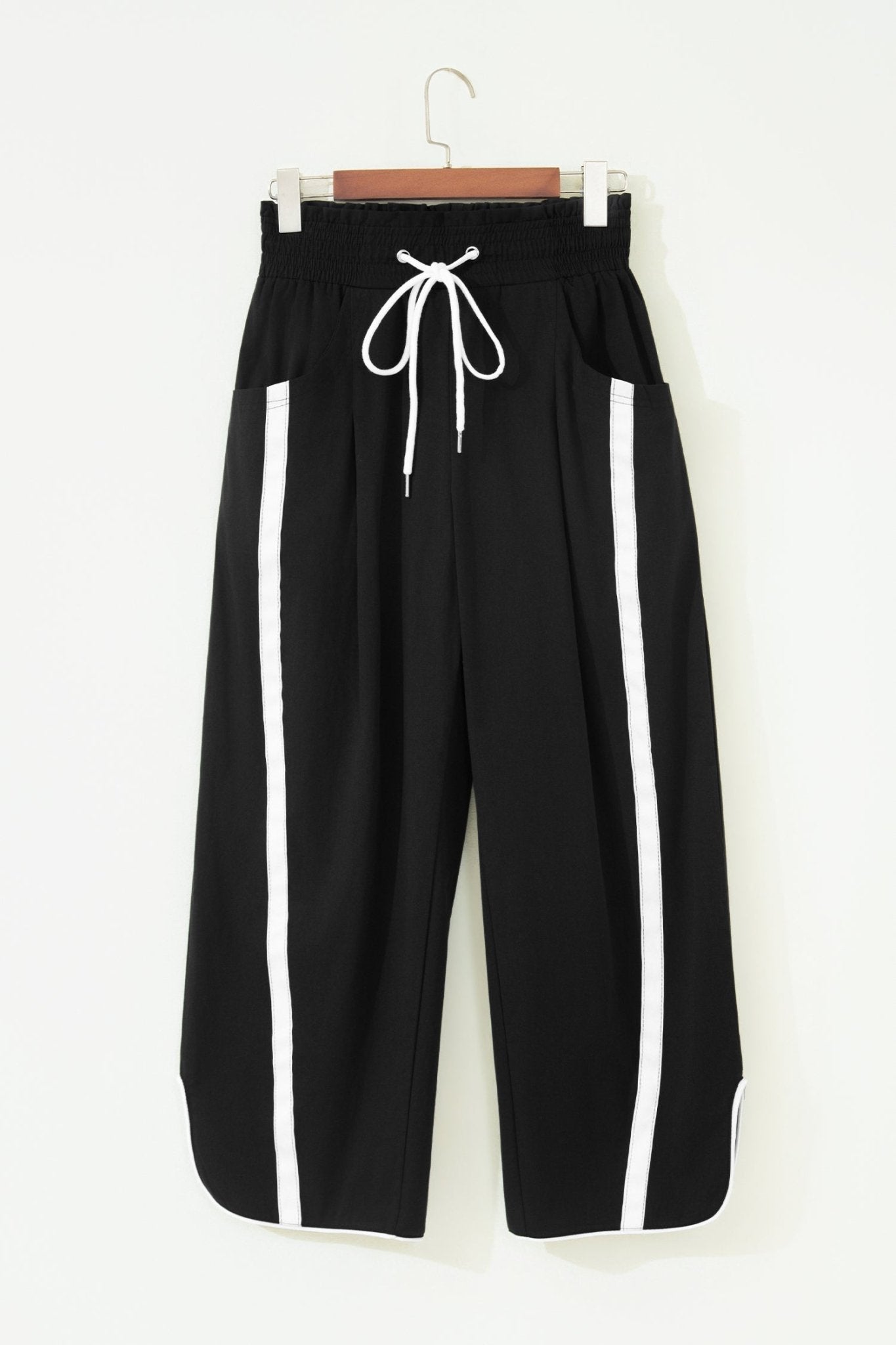 Stripe Smocked Waist Drawstring Cropped Pants - Rooted & Reckless Co.