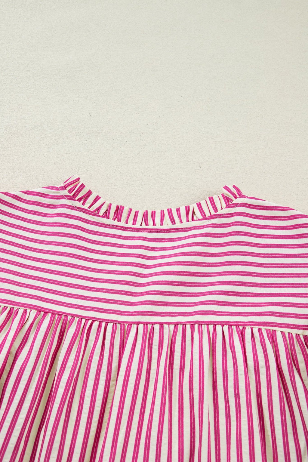 Stripe Smocked Yoke Short Sleeve Ruffle Blouse - Rooted & Reckless Co.