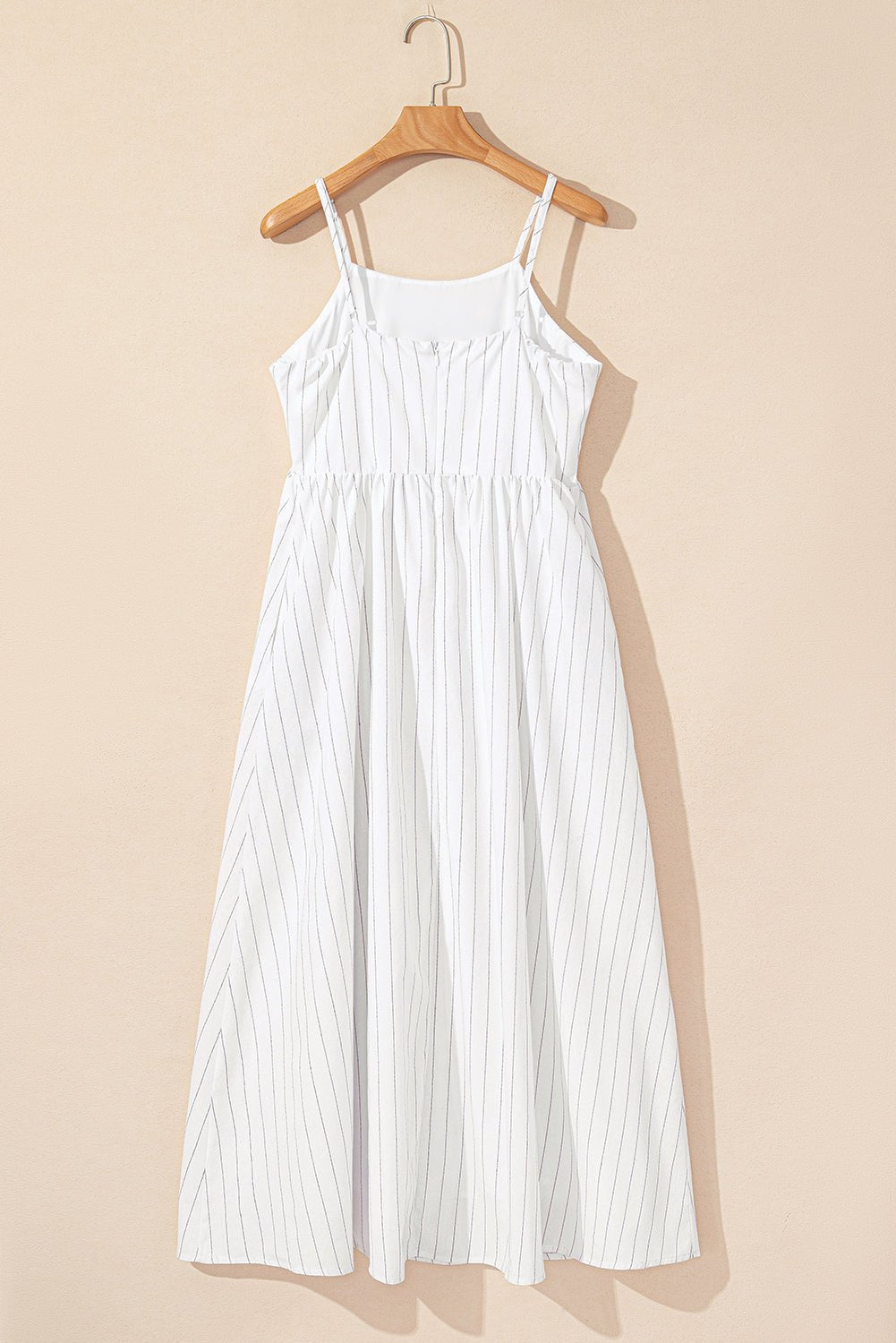 Stripe Spaghetti Strap Pocketed High Waist Maxi Dress - Rooted & Reckless Co.