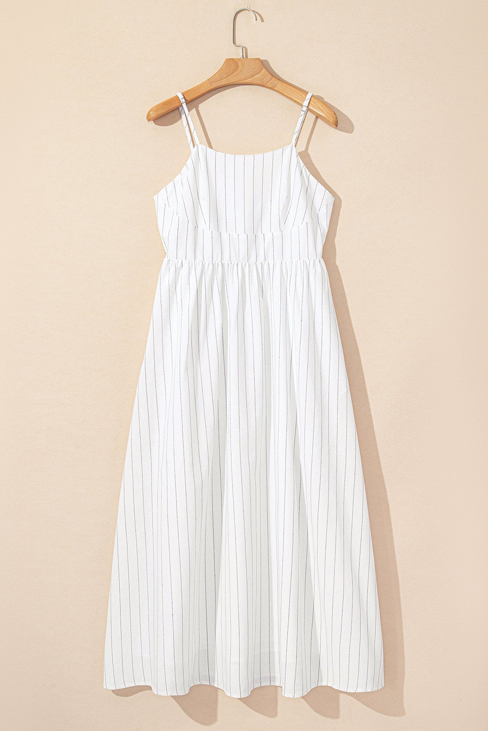 Stripe Spaghetti Strap Pocketed High Waist Maxi Dress - Rooted & Reckless Co.