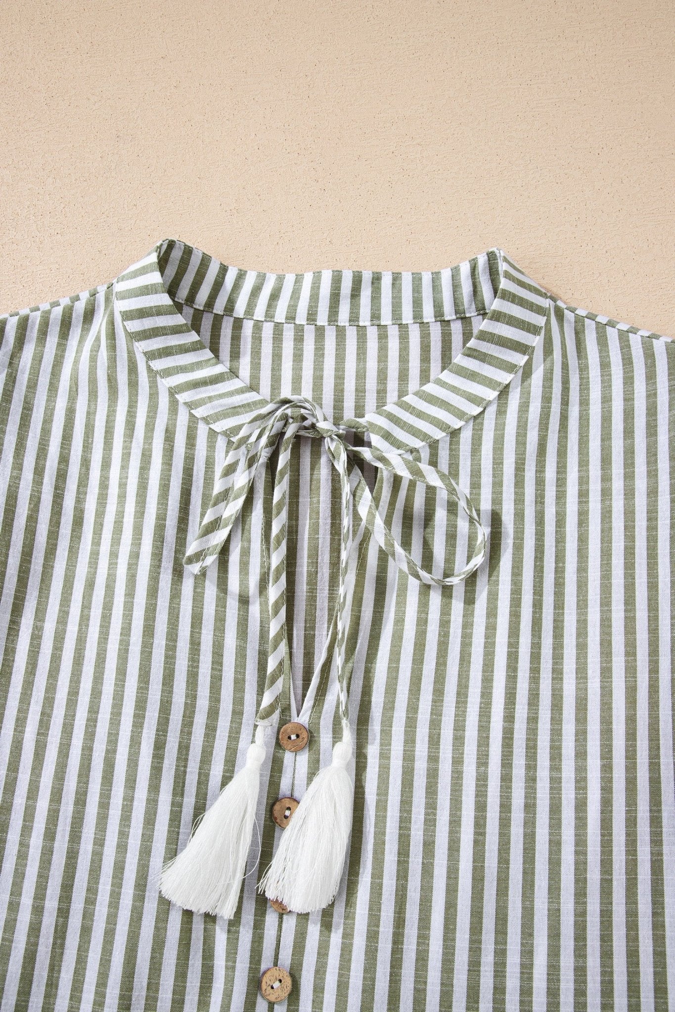 Stripe Tassel Tie-Neck Ruffle Tiered Dress - Rooted & Reckless Co.