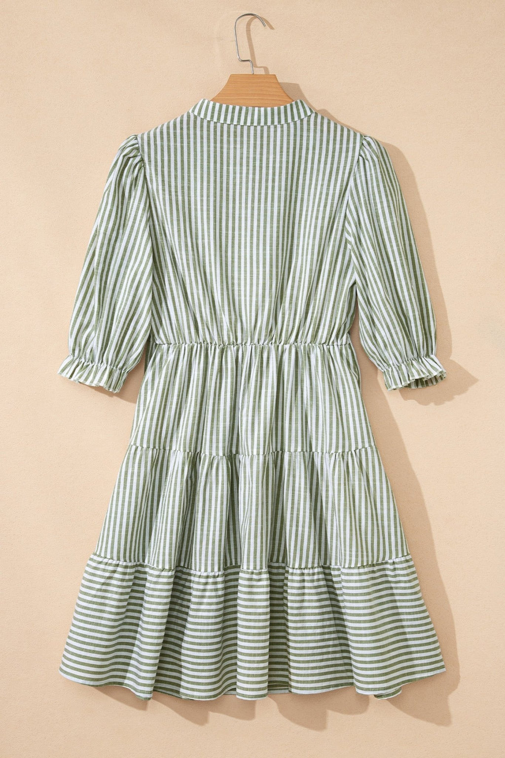 Stripe Tassel Tie-Neck Ruffle Tiered Dress - Rooted & Reckless Co.