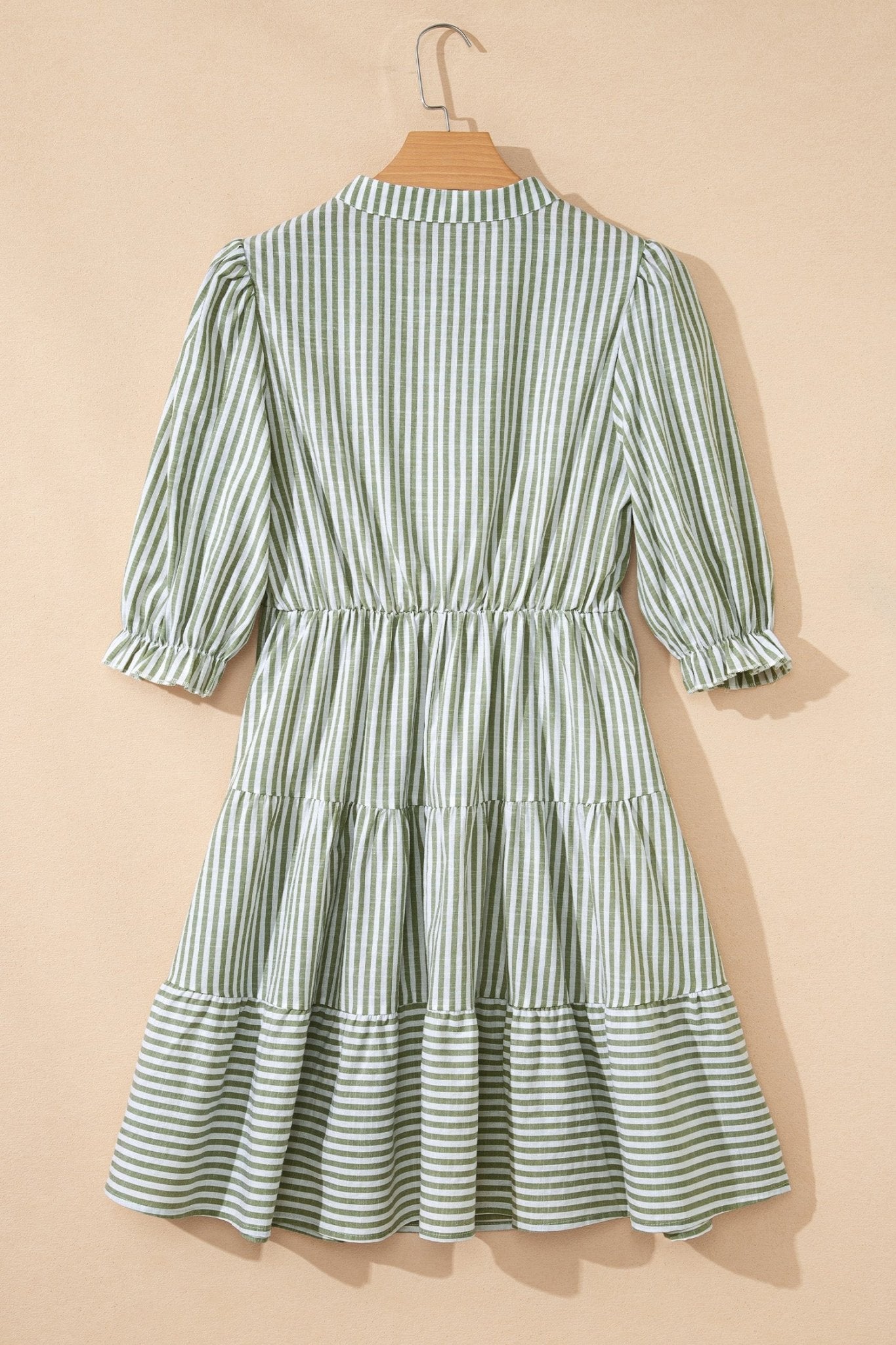 Stripe Tassel Tie-Neck Ruffle Tiered Dress - Rooted & Reckless Co.