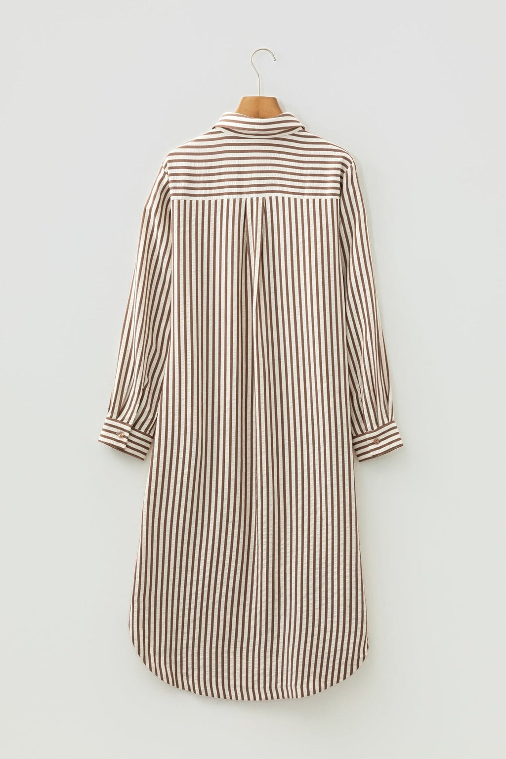Stripe Textured 3/4 Sleeve Split Hem Midi Dress - Rooted & Reckless Co.