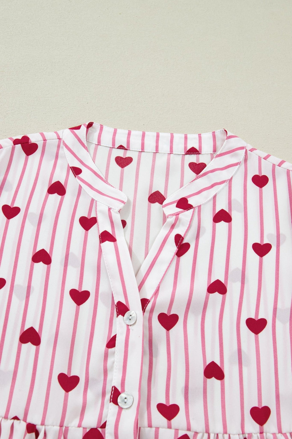 Stripe Textured Heart Flounce Sleeve Shirt - Rooted & Reckless Co.