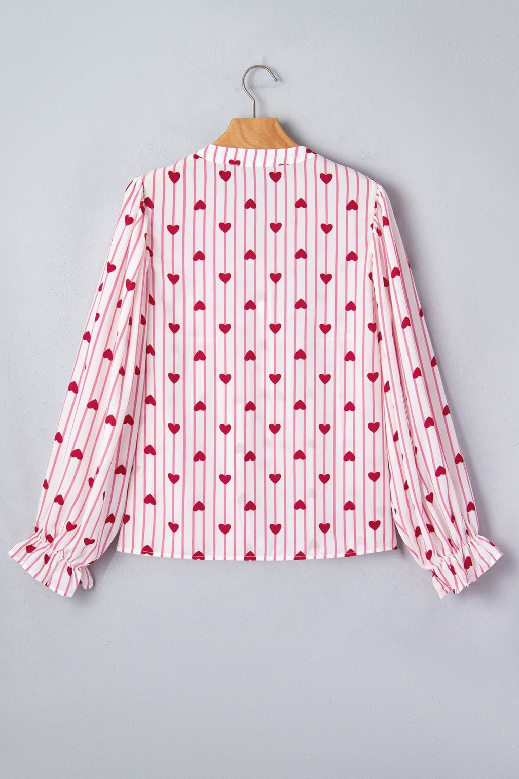 Stripe Textured Heart Flounce Sleeve Shirt - Rooted & Reckless Co.
