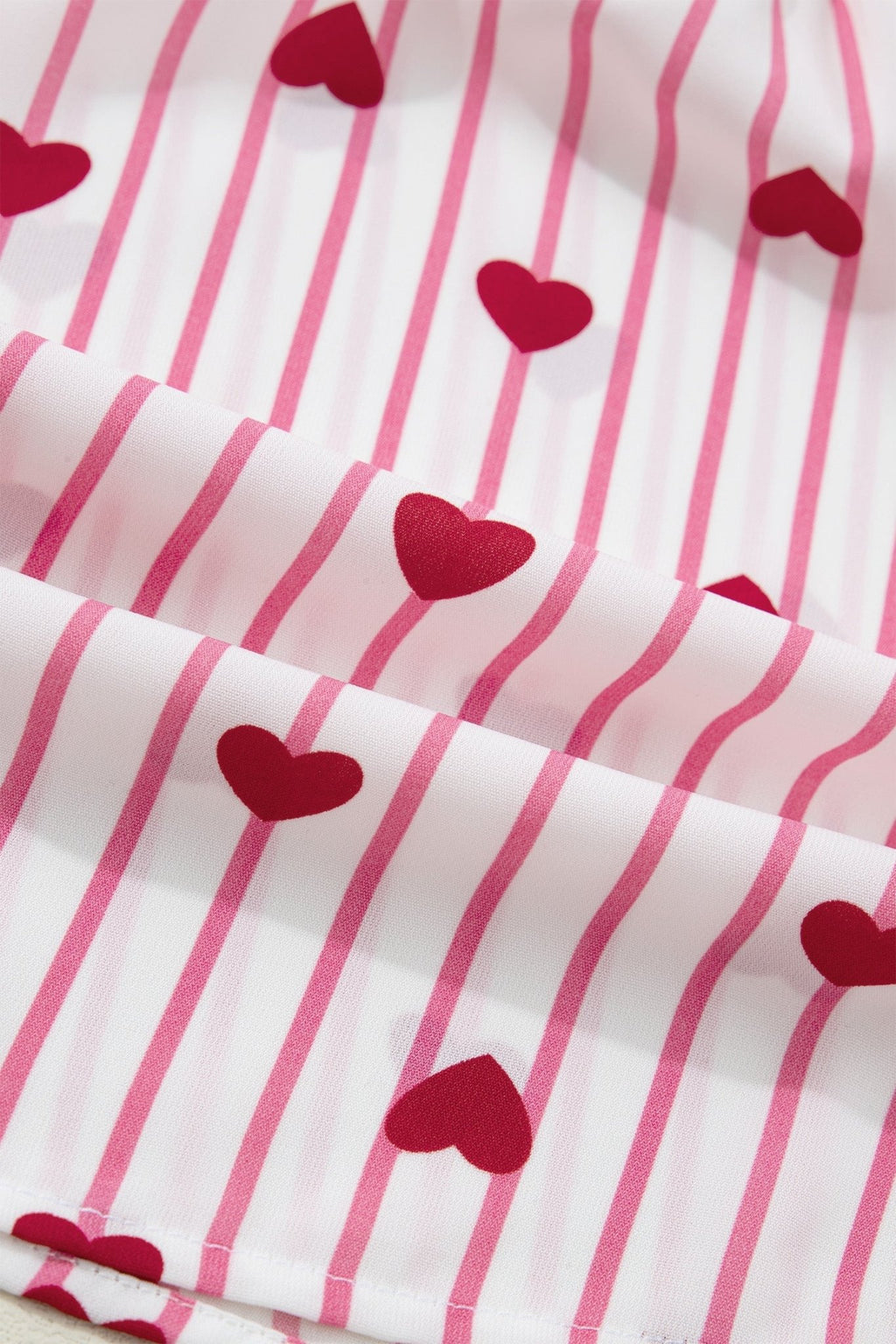Stripe Textured Heart Flounce Sleeve Shirt - Rooted & Reckless Co.