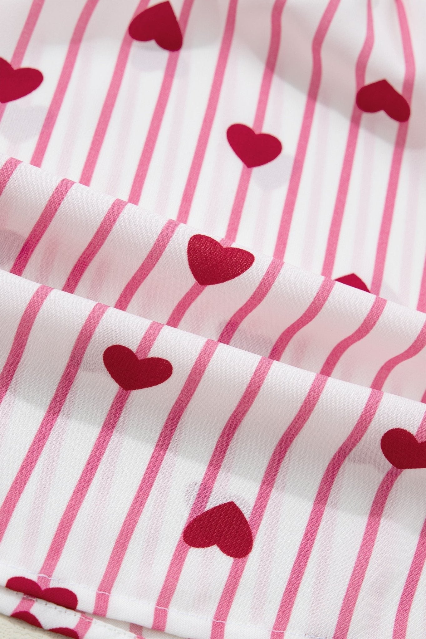 Stripe Textured Heart Flounce Sleeve Shirt - Rooted & Reckless Co.