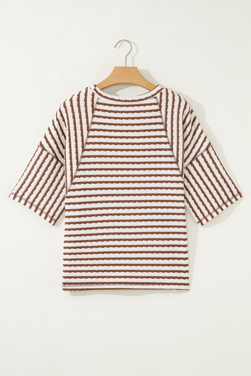Stripe Textured Knit 3/4 Sleeve Top - Rooted & Reckless Co.