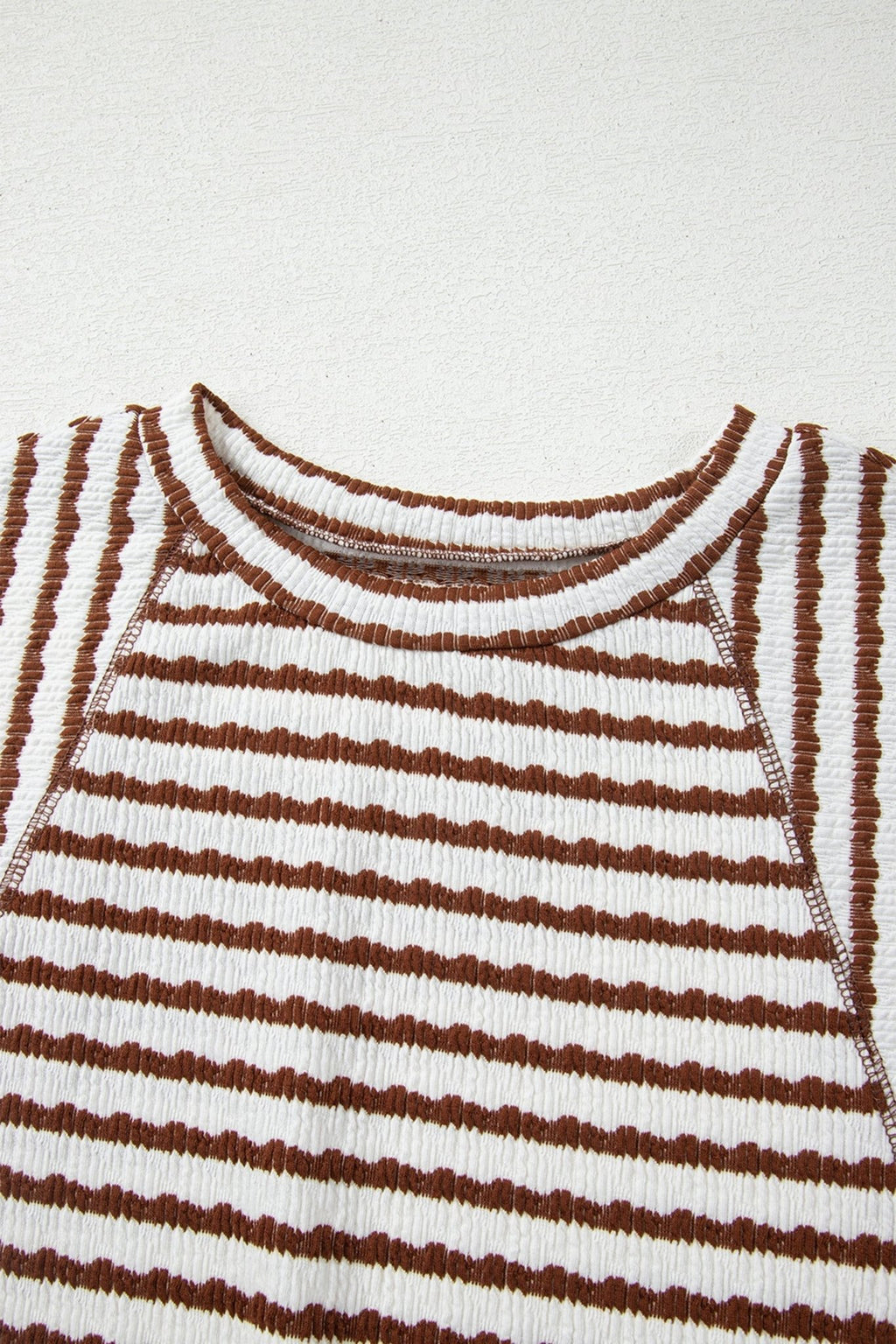 Stripe Textured Knit 3/4 Sleeve Top - Rooted & Reckless Co.