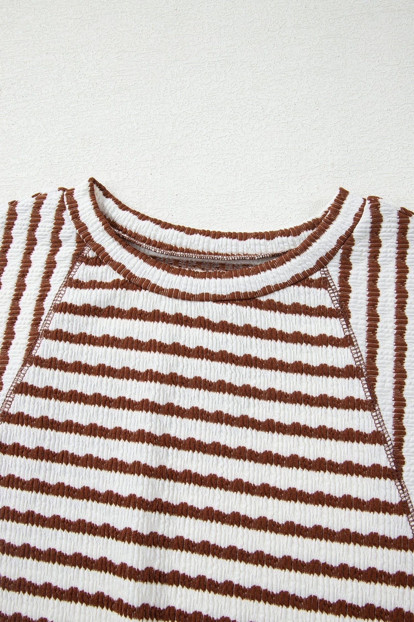 Stripe Textured Knit 3/4 Sleeve Top - Rooted & Reckless Co.