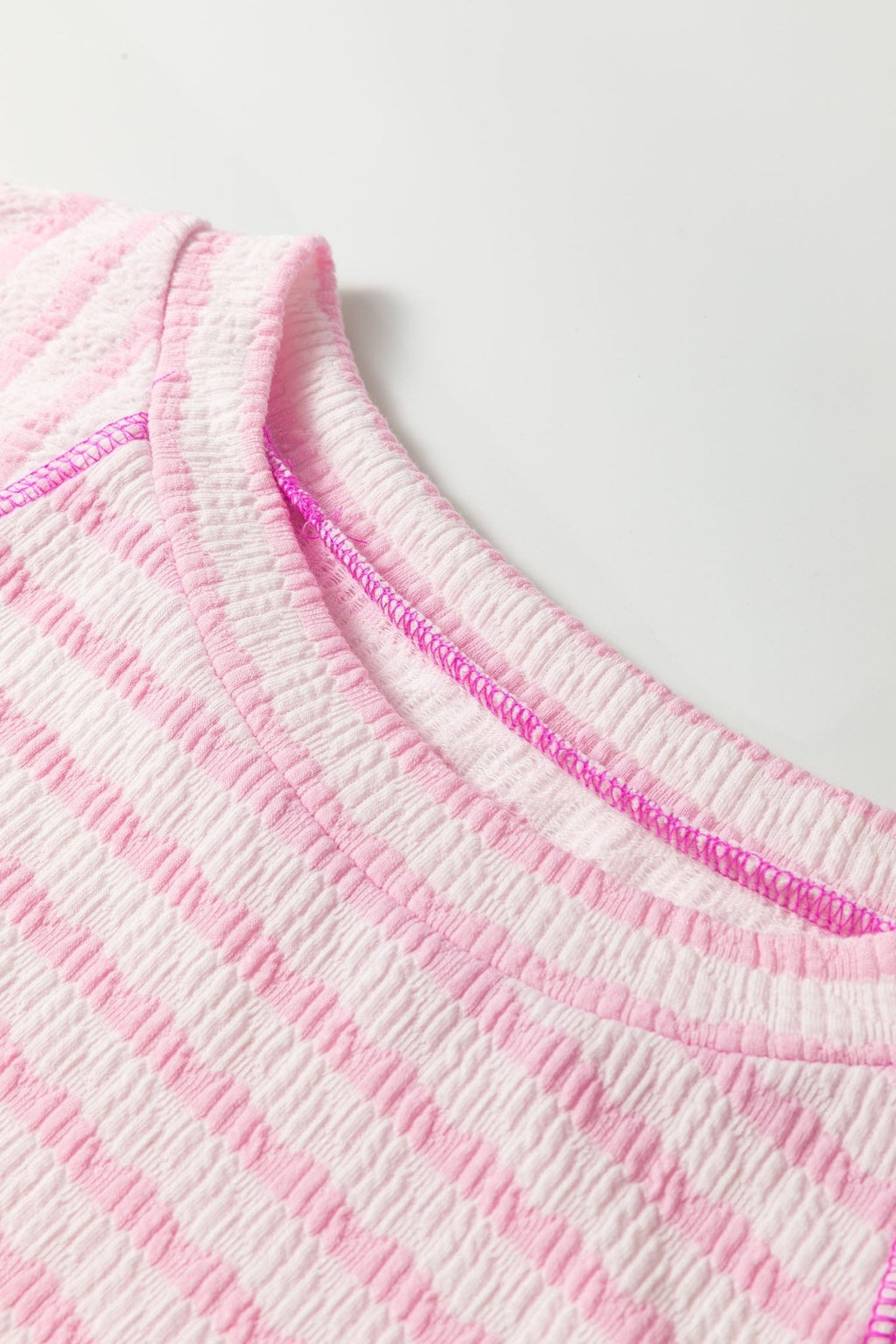 Stripe Textured Knit 3/4 Sleeve Top - Rooted & Reckless Co.