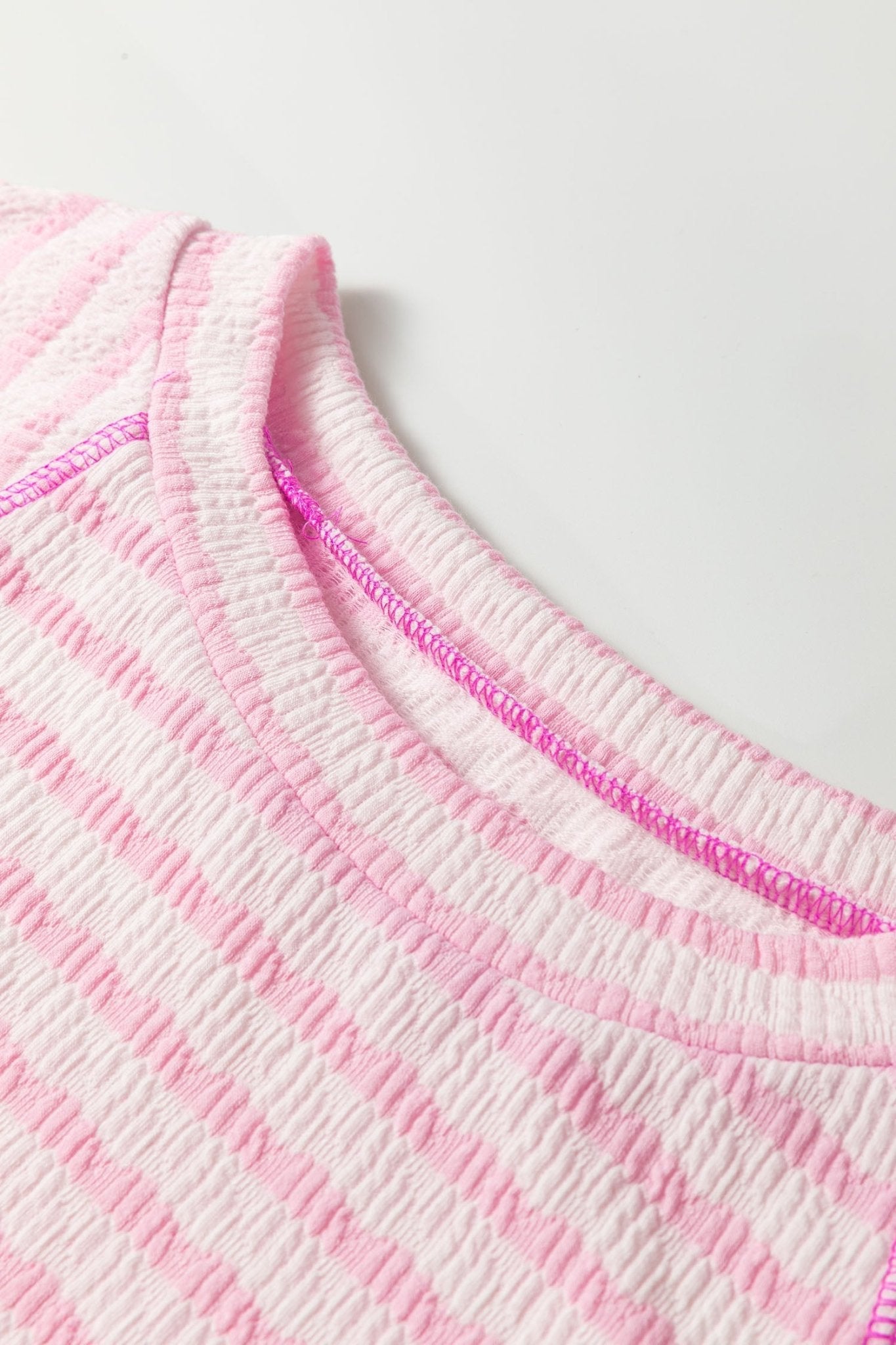 Stripe Textured Knit 3/4 Sleeve Top - Rooted & Reckless Co.