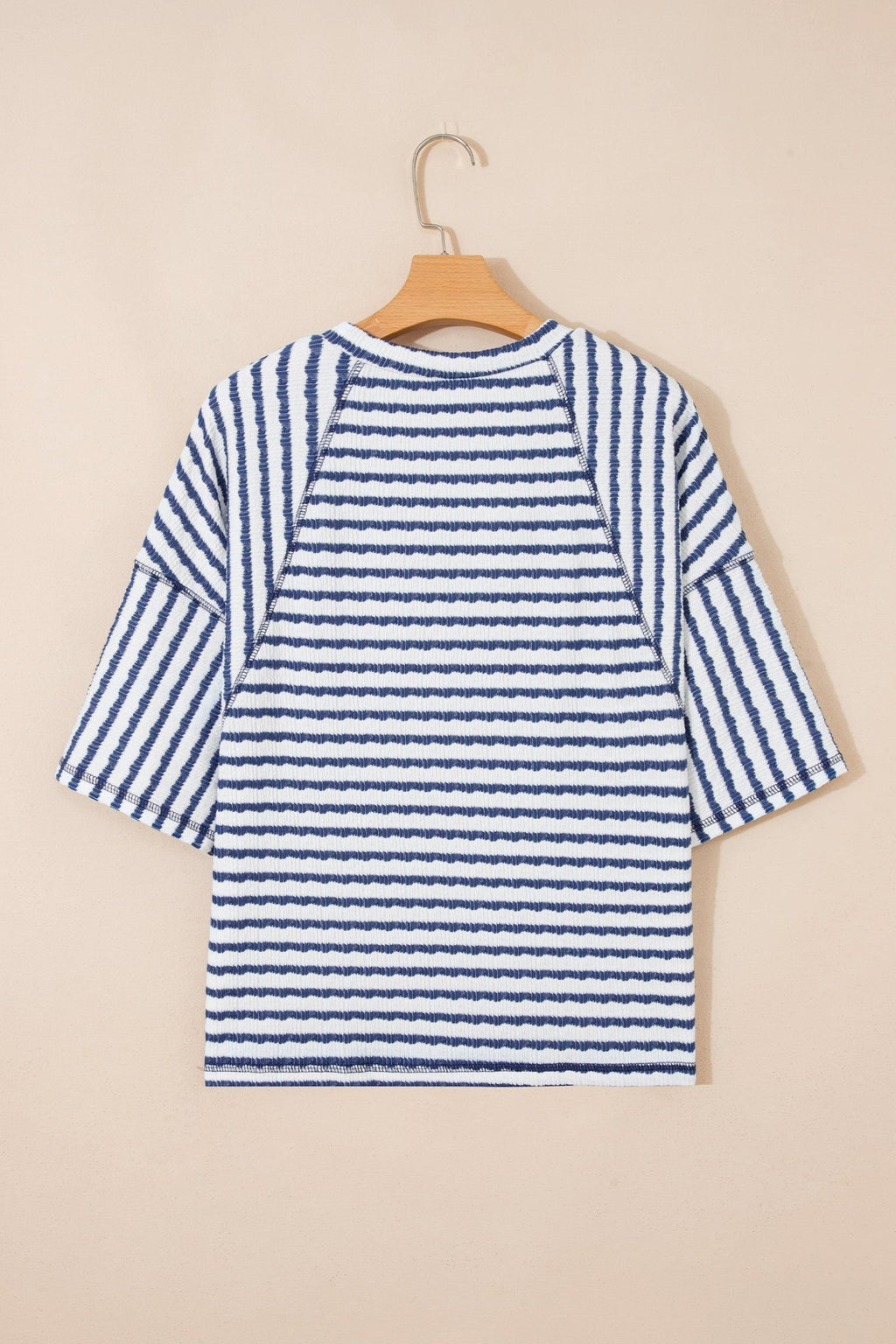 Stripe Textured Knit 3/4 Sleeve Top - Rooted & Reckless Co.