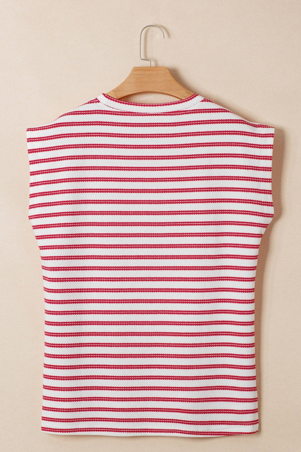 Stripe Textured Knit Buttoned Shoulder Short Sleeve Tee - Rooted & Reckless Co.