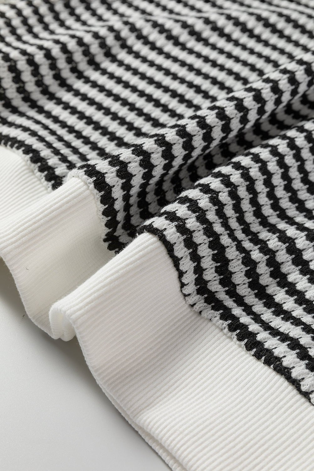 Stripe Textured Knit Lace Patchwork Long Sleeve Top - Rooted & Reckless Co.
