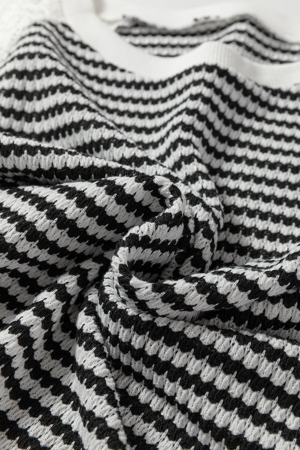 Stripe Textured Knit Lace Patchwork Long Sleeve Top - Rooted & Reckless Co.