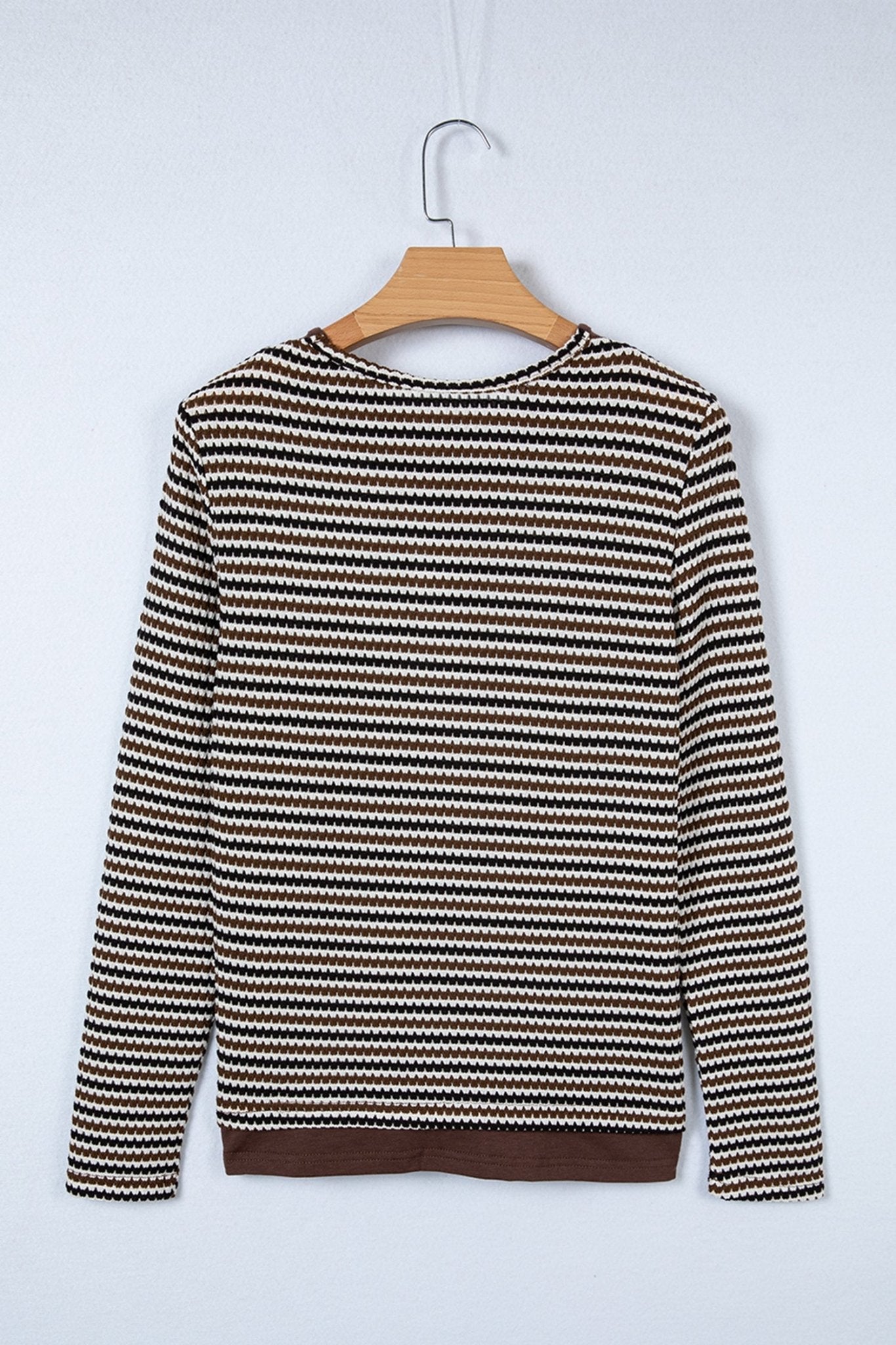Stripe Textured Knit Long Sleeve T-Shirt - Rooted & Reckless Co.