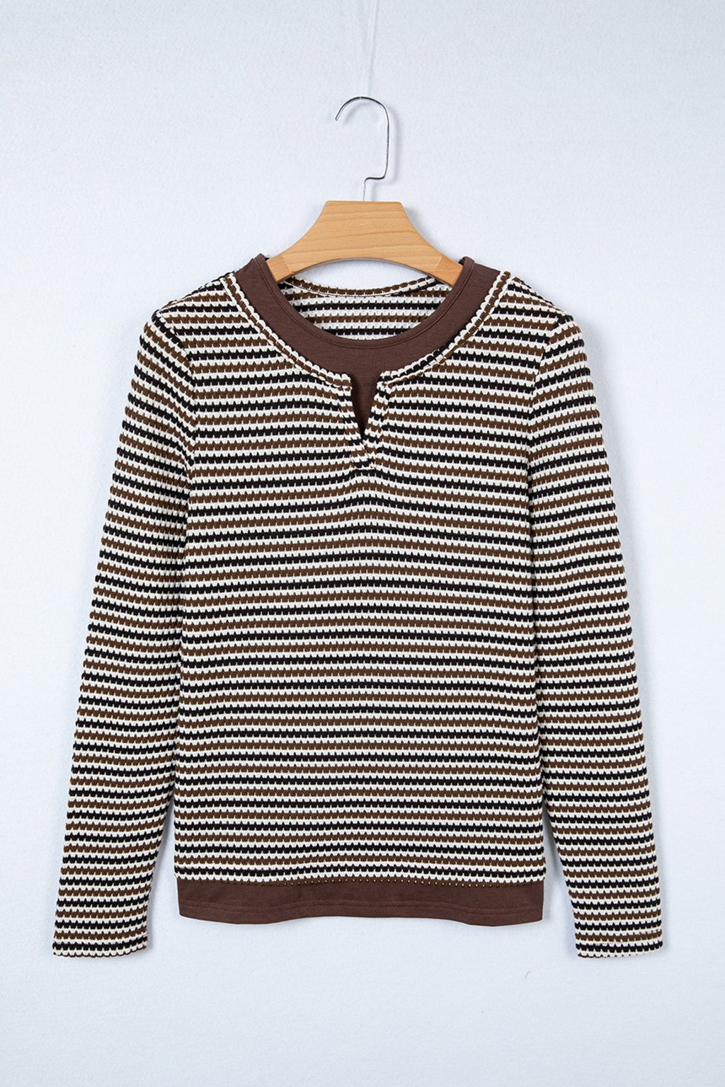 Stripe Textured Knit Long Sleeve T-Shirt - Rooted & Reckless Co.