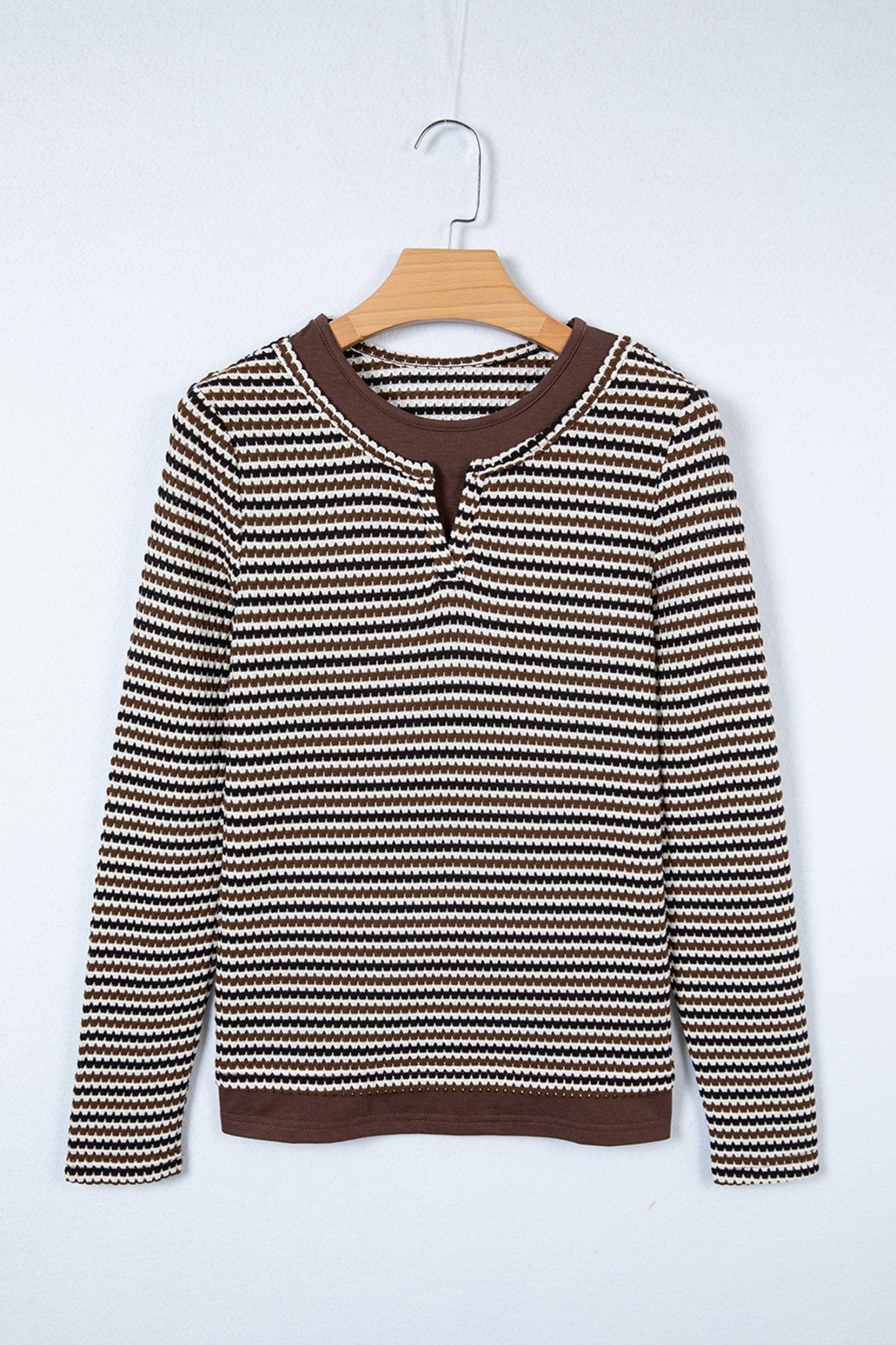 Stripe Textured Knit Long Sleeve T-Shirt - Rooted & Reckless Co.