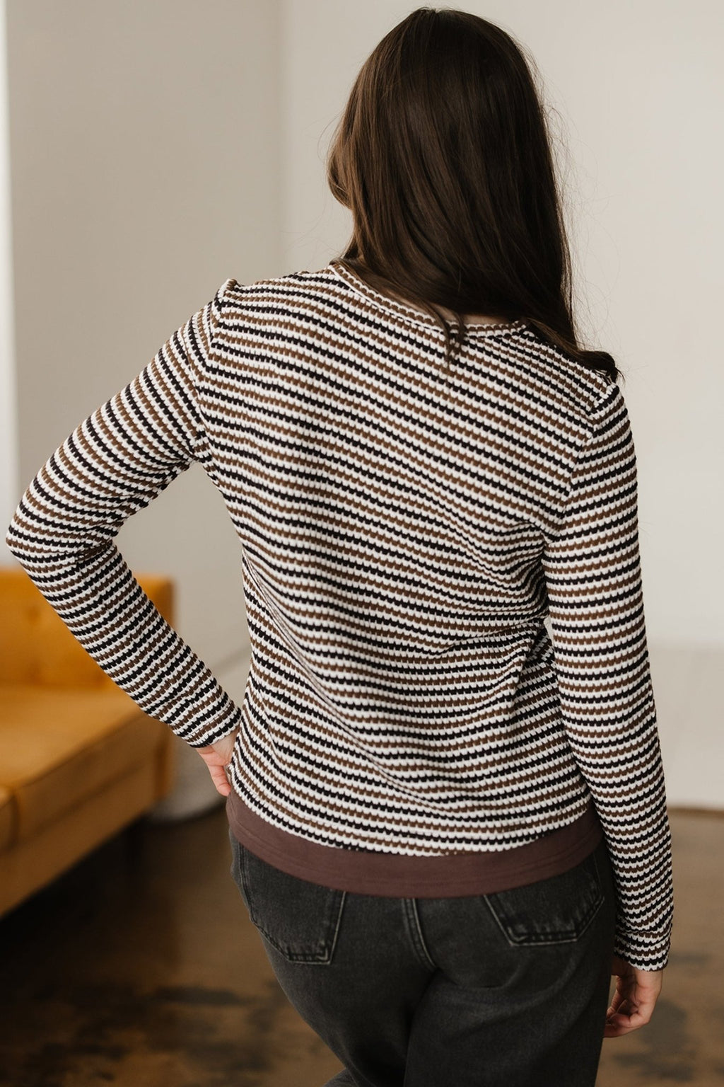 Stripe Textured Knit Long Sleeve T-Shirt - Rooted & Reckless Co.