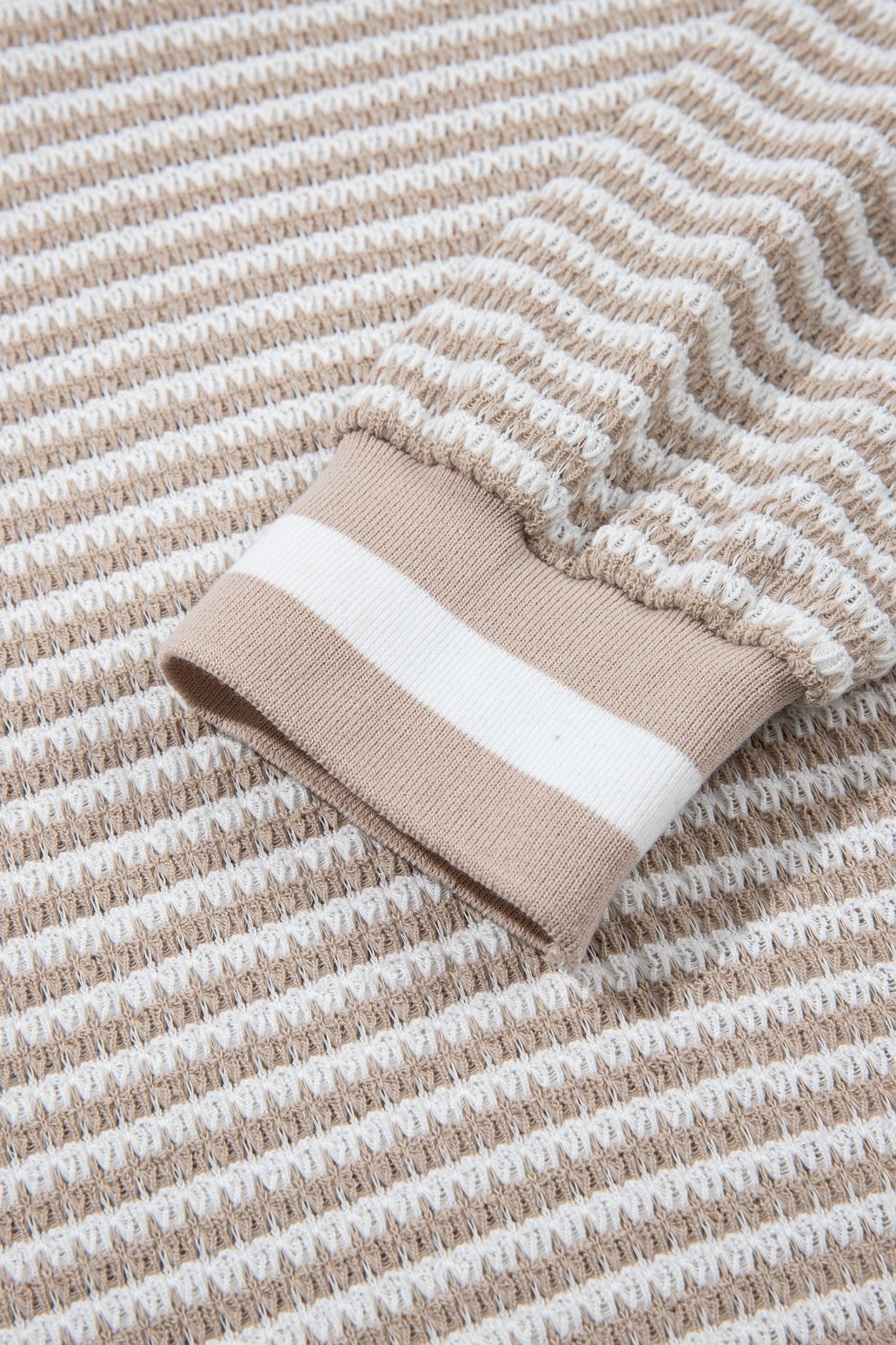 Stripe Textured Knit Long Sleeve V-Neck Top - Rooted & Reckless Co.