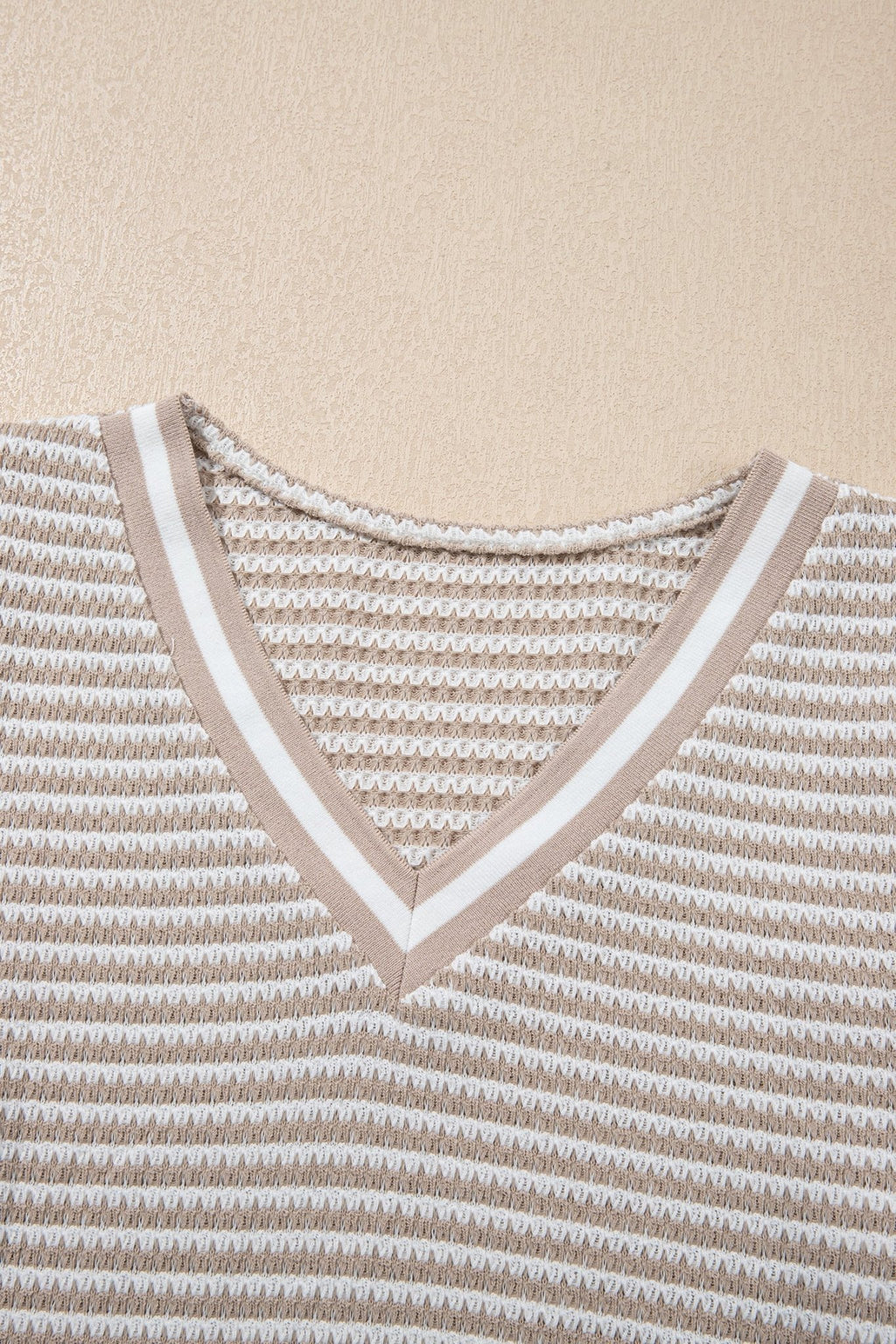 Stripe Textured Knit Long Sleeve V-Neck Top - Rooted & Reckless Co.