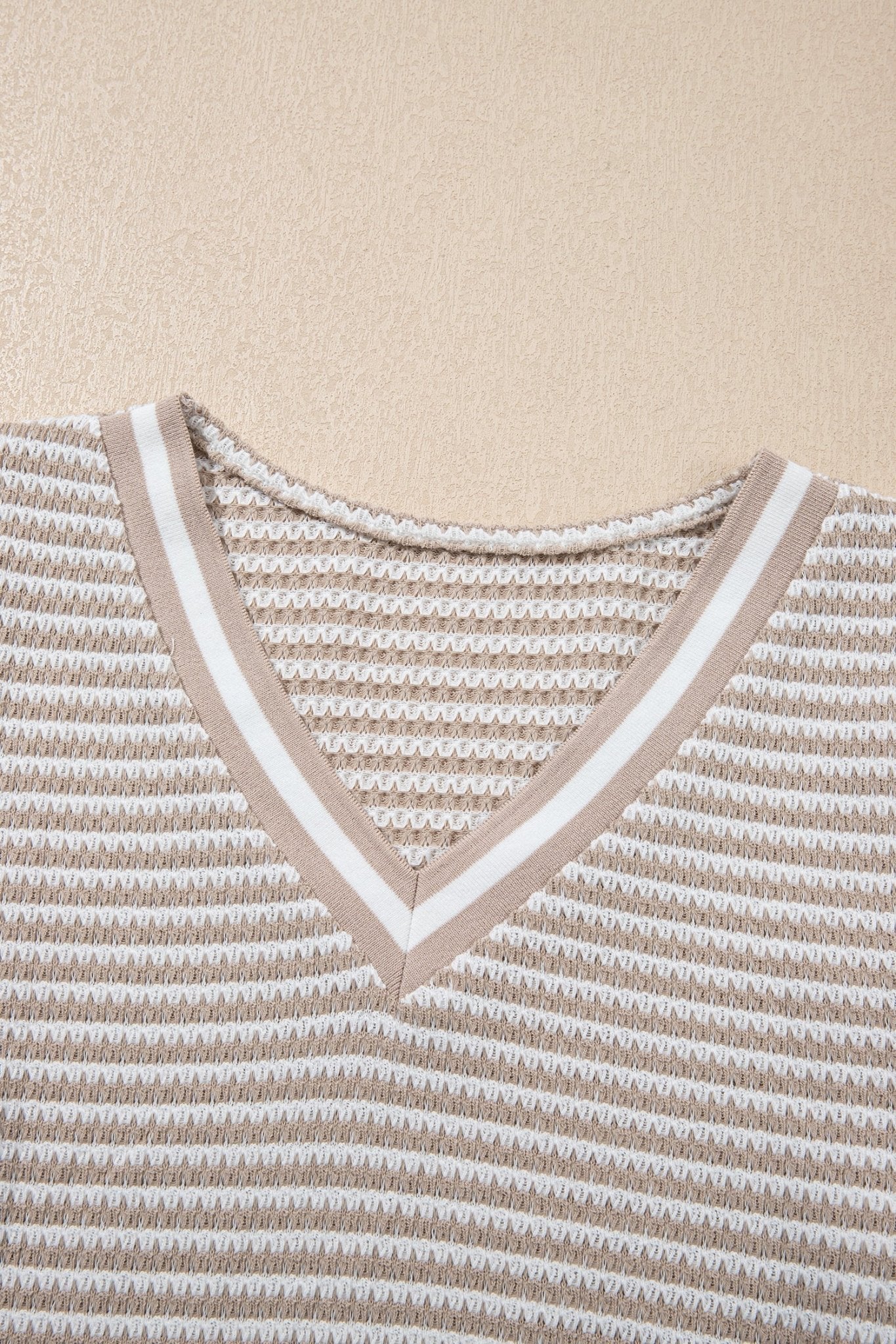 Stripe Textured Knit Long Sleeve V-Neck Top - Rooted & Reckless Co.