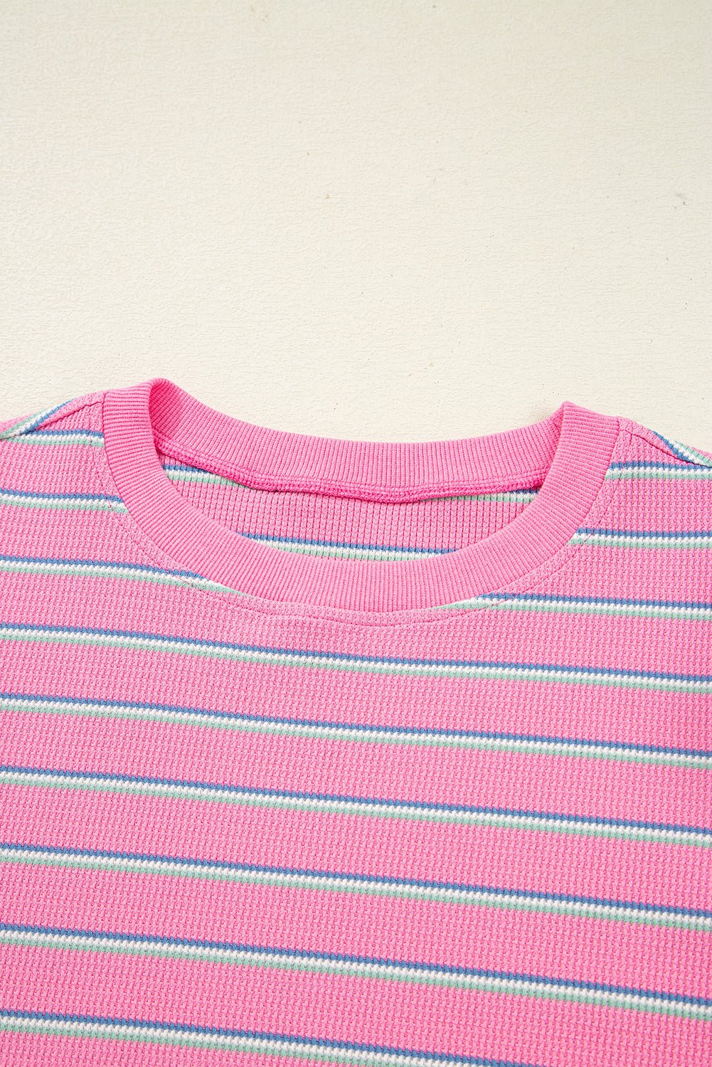 Stripe Textured Knit Round Neck Long Sleeve Top - Rooted & Reckless Co.