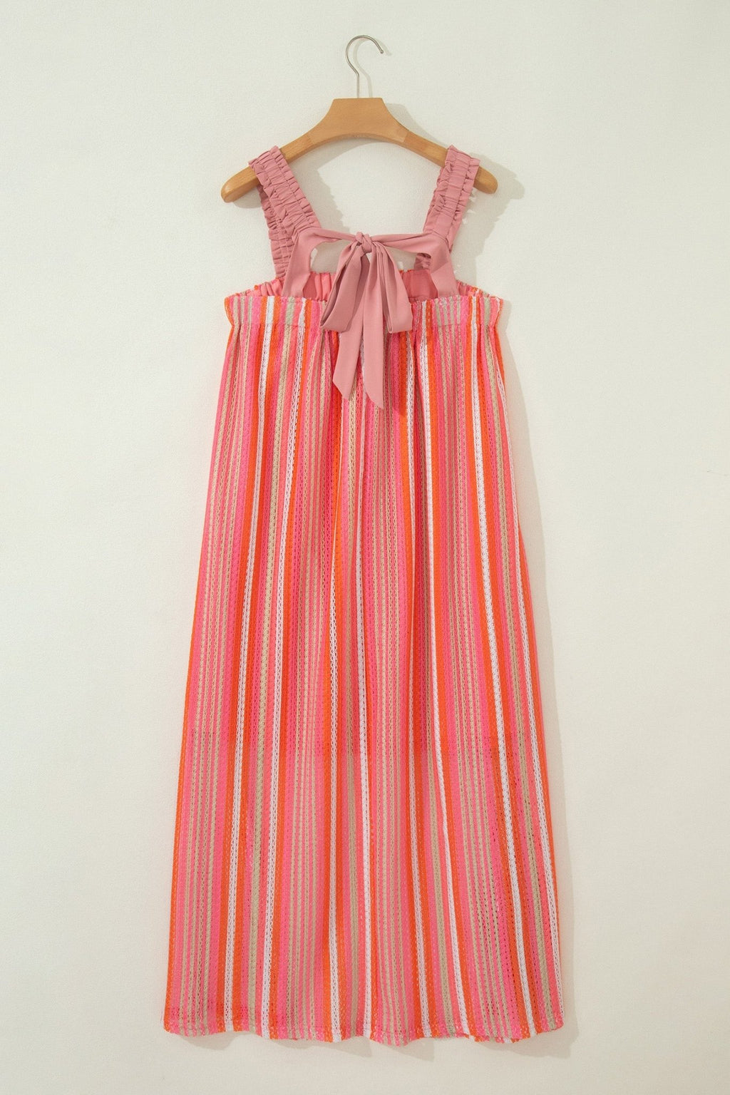 Stripe Textured Knit Ruffle Tie Back Maxi Dress - Rooted & Reckless Co.