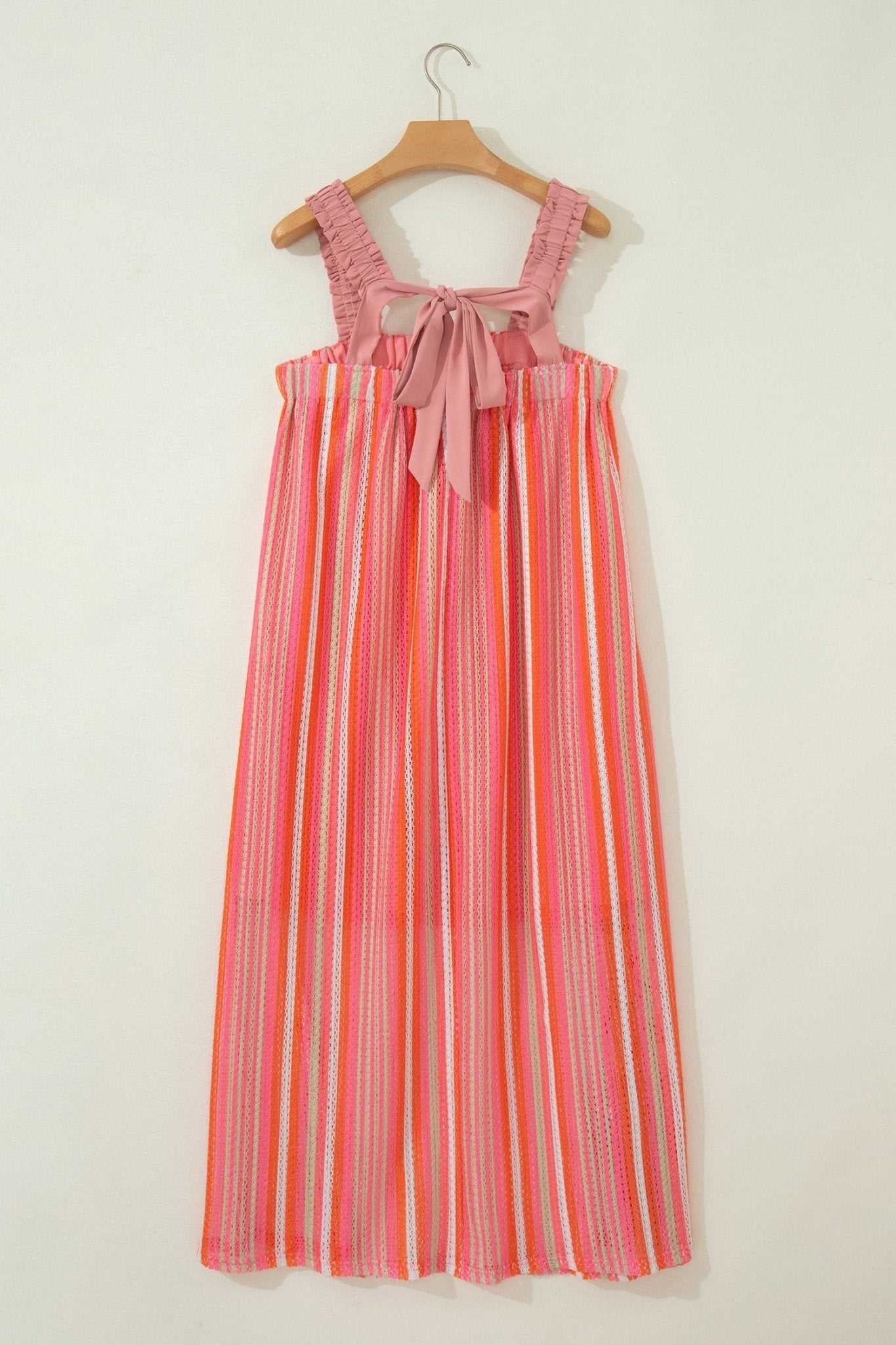 Stripe Textured Knit Ruffle Tie Back Maxi Dress - Rooted & Reckless Co.