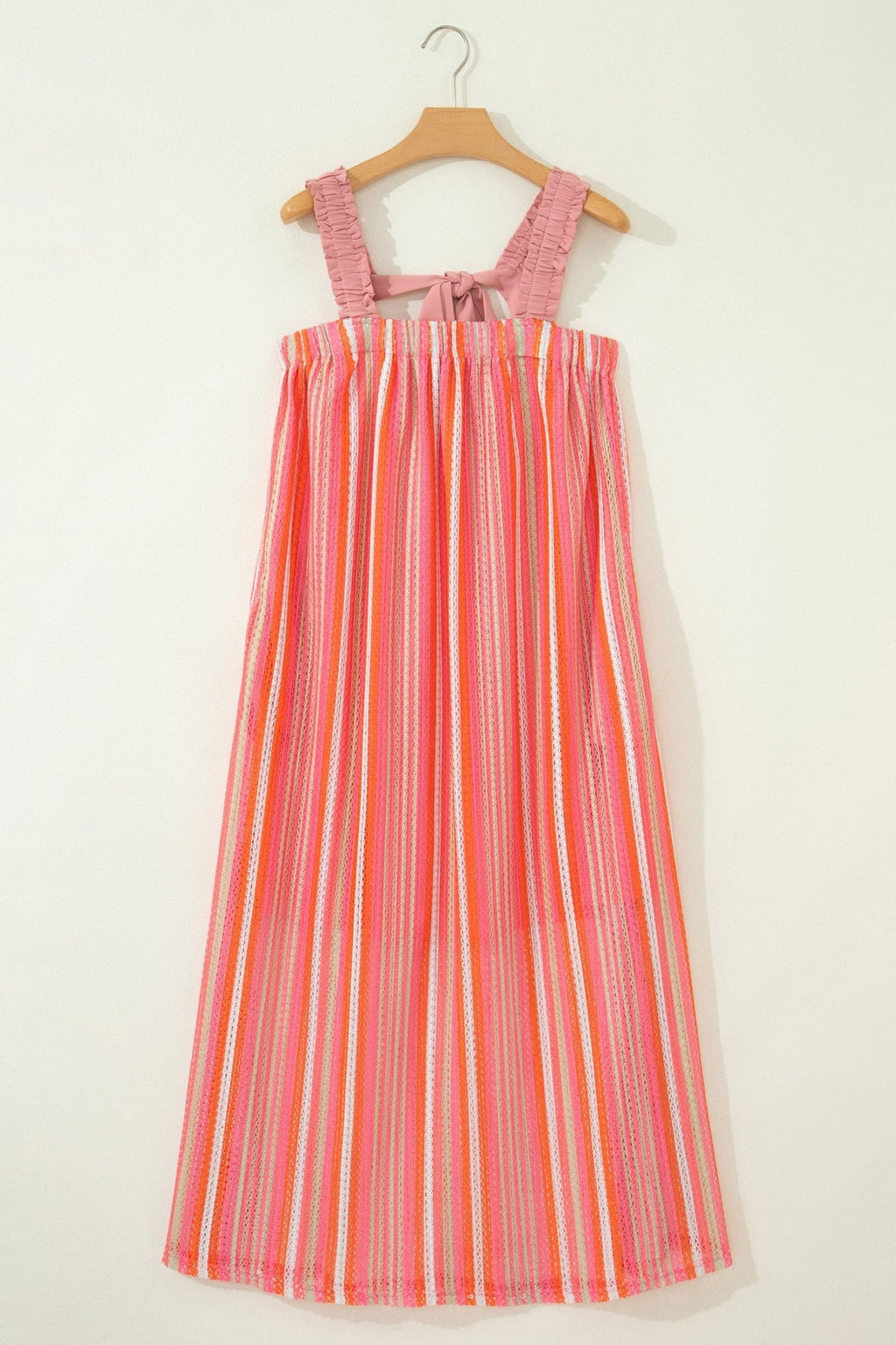 Stripe Textured Knit Ruffle Tie Back Maxi Dress - Rooted & Reckless Co.