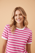 Stripe Textured Knit Short Sleeve Tee - Rooted & Reckless Co.