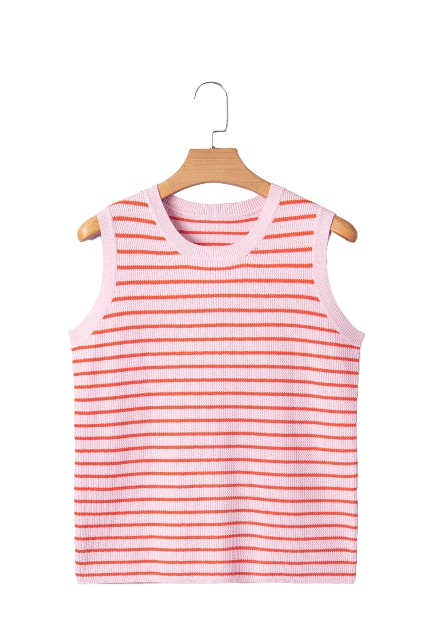 Stripe Textured Knit Sleeveless Sweater Top - Rooted & Reckless Co.