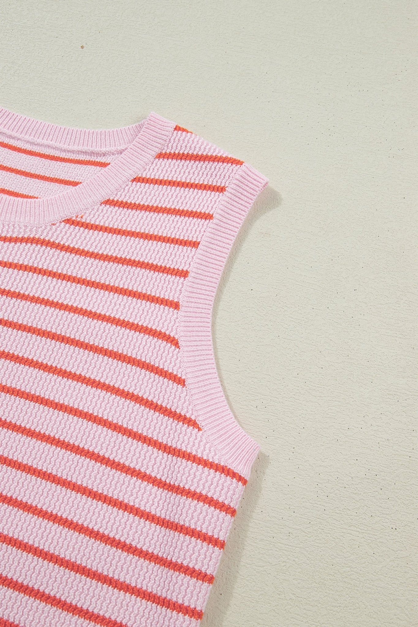 Stripe Textured Knit Sleeveless Sweater Top - Rooted & Reckless Co.