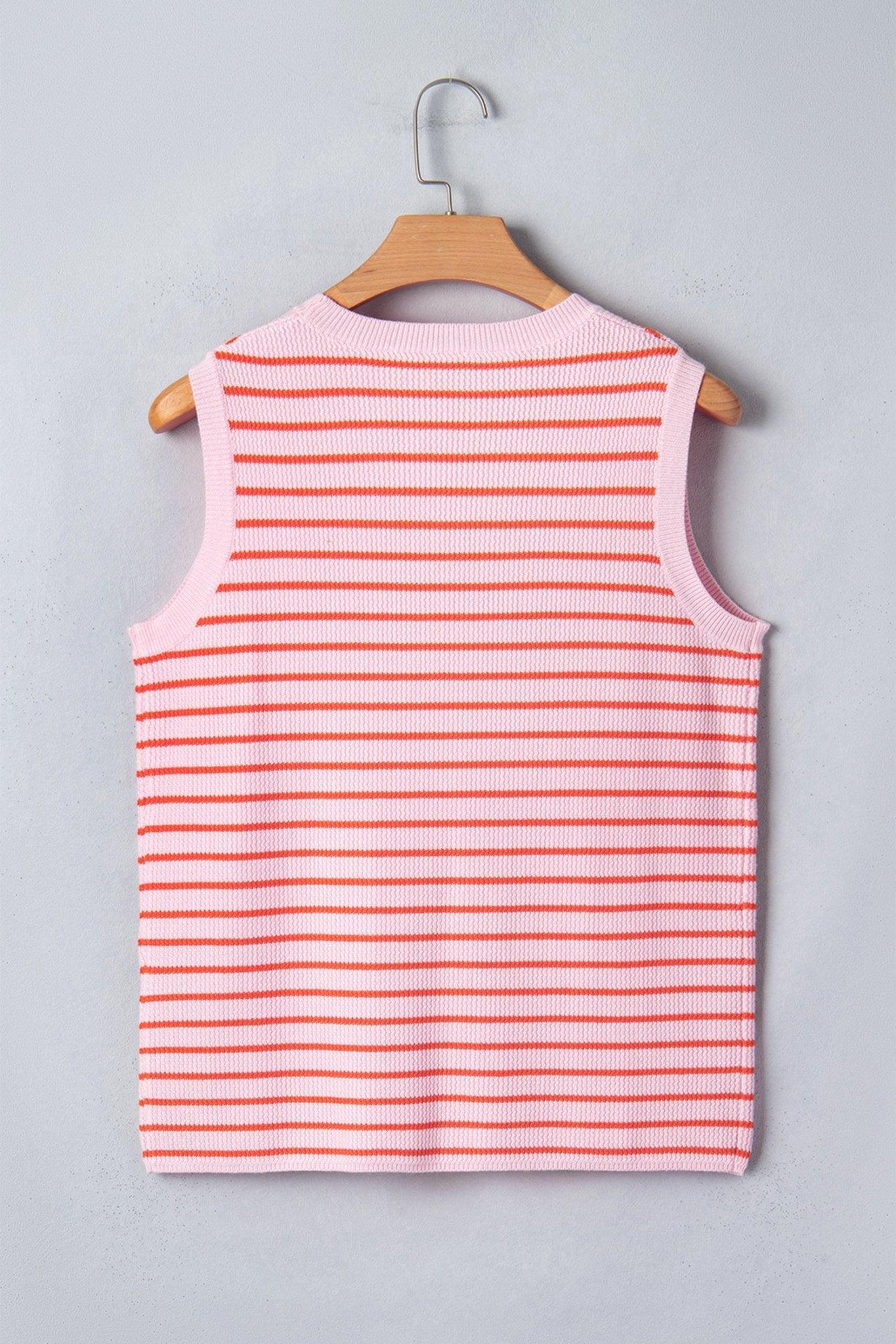 Stripe Textured Knit Sleeveless Sweater Top - Rooted & Reckless Co.