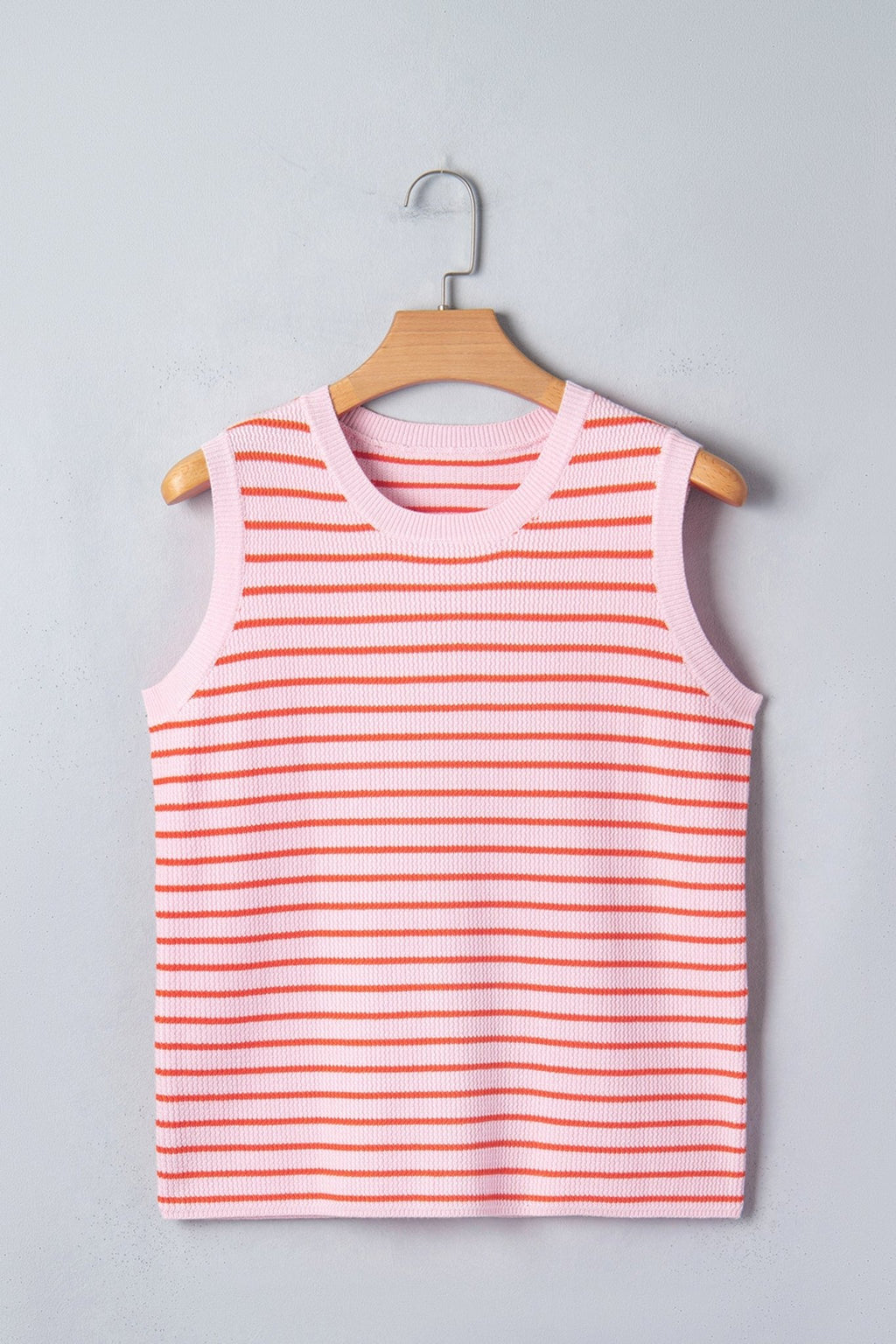Stripe Textured Knit Sleeveless Sweater Top - Rooted & Reckless Co.