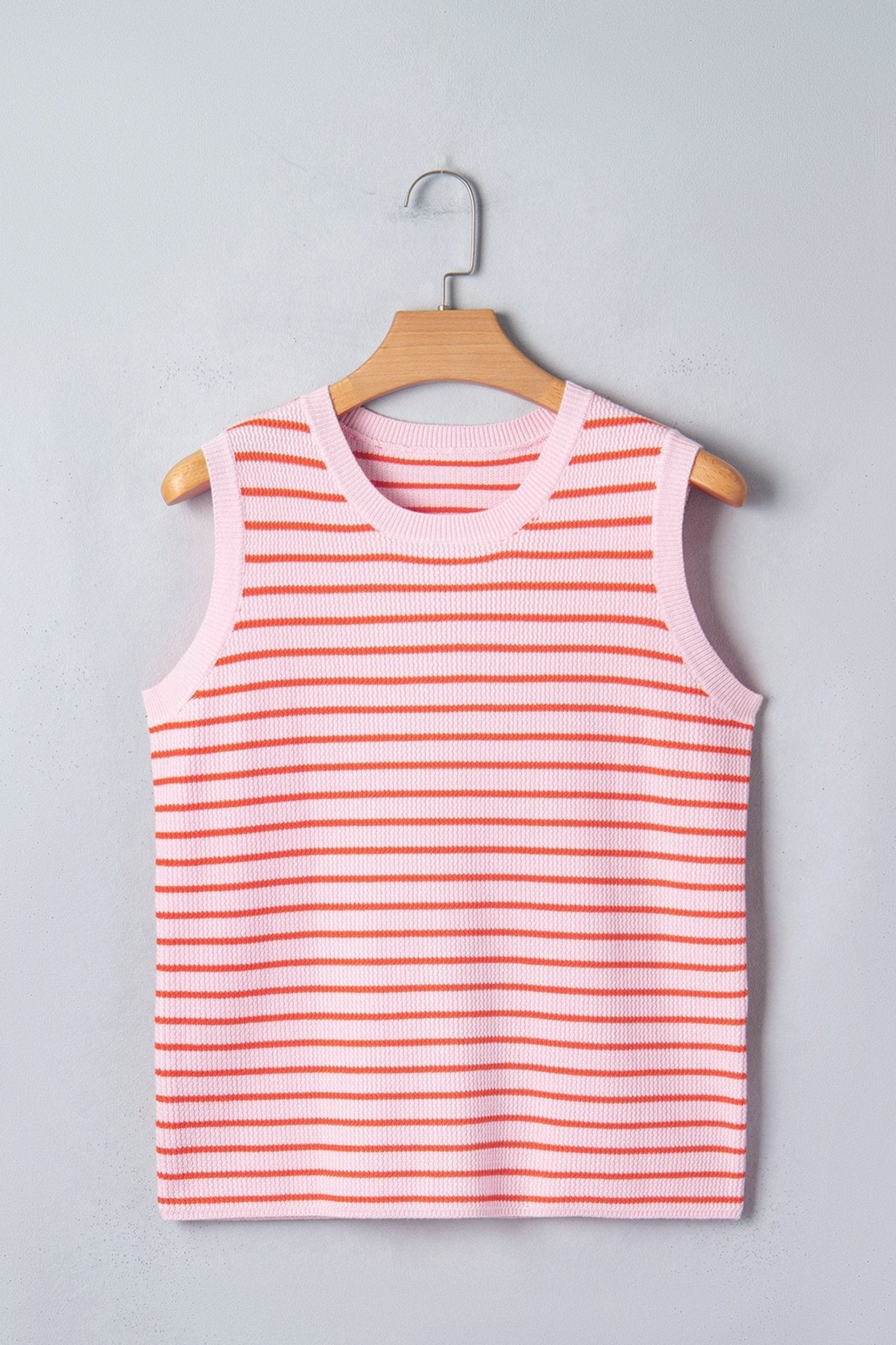 Stripe Textured Knit Sleeveless Sweater Top - Rooted & Reckless Co.