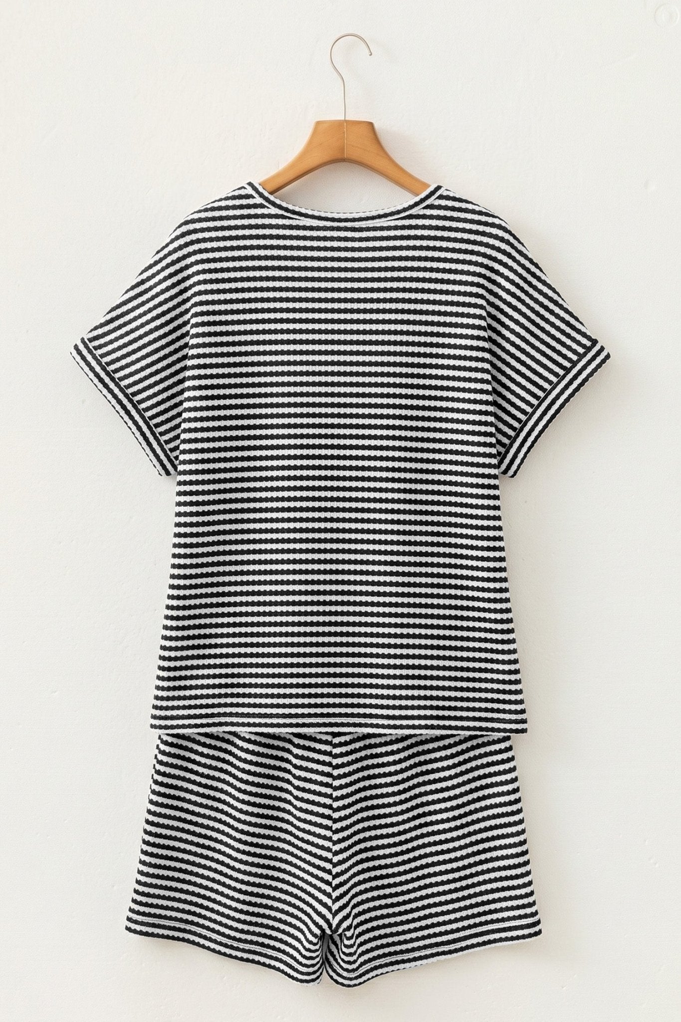 Stripe Textured Knit Top & Short Set - Rooted & Reckless Co.